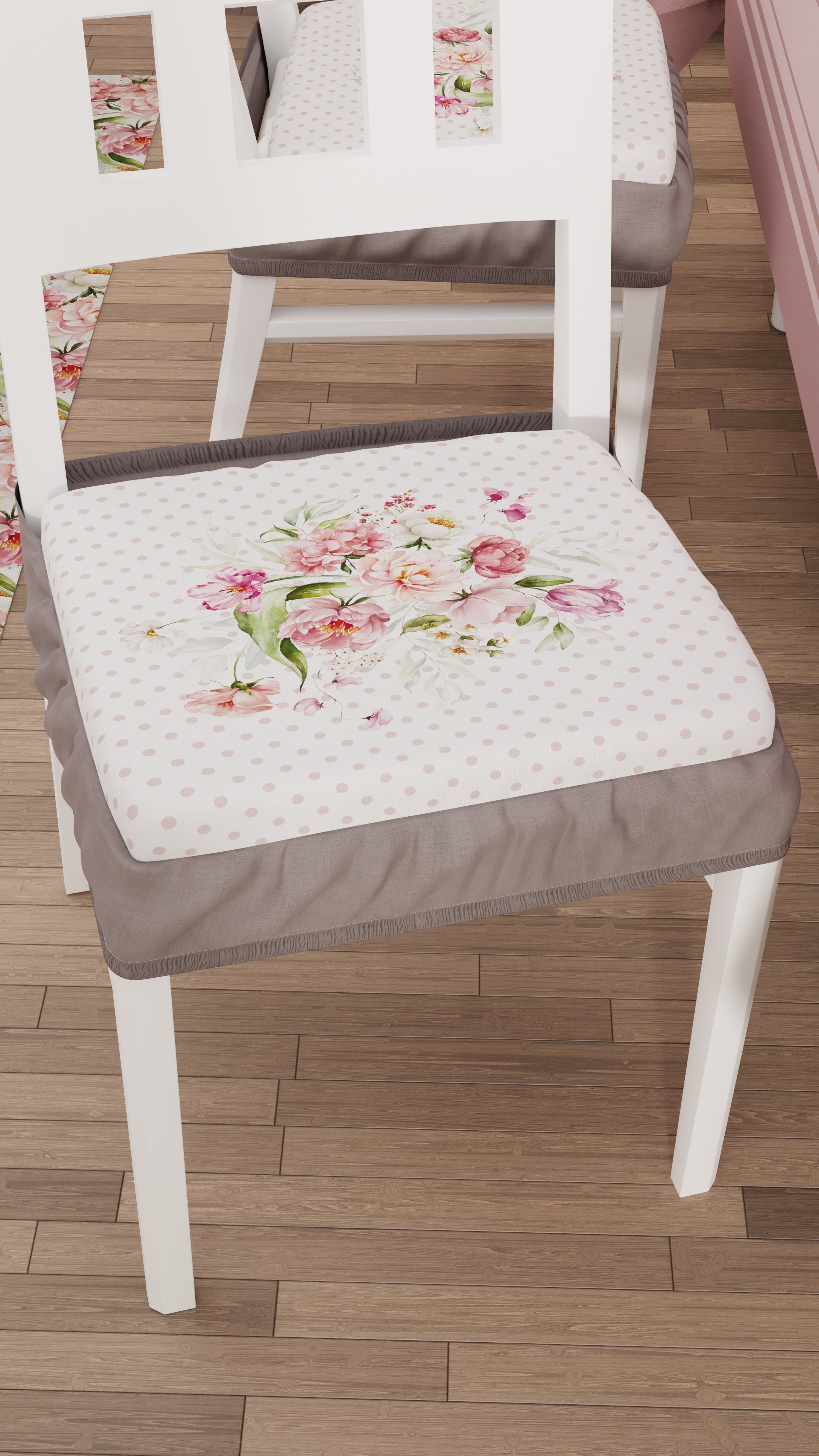 Cuscini per Sedie con Elastico Coprisedia in Stampa Digitale 2 Pezzi Shabby Cipria
