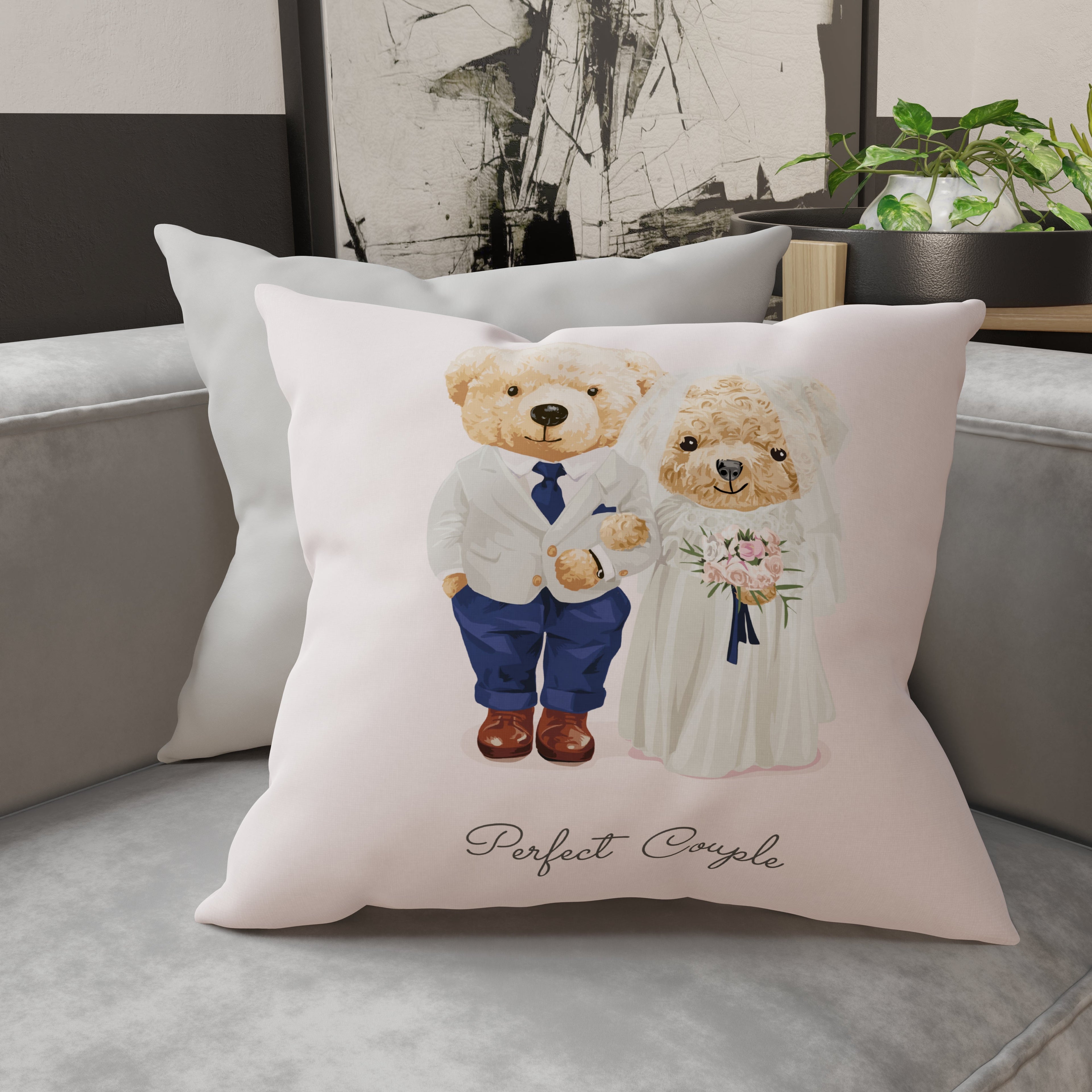 Cuscini, Copricuscini Divano, Cuscini Arredo in Stampa Digitale Teddy Wedding