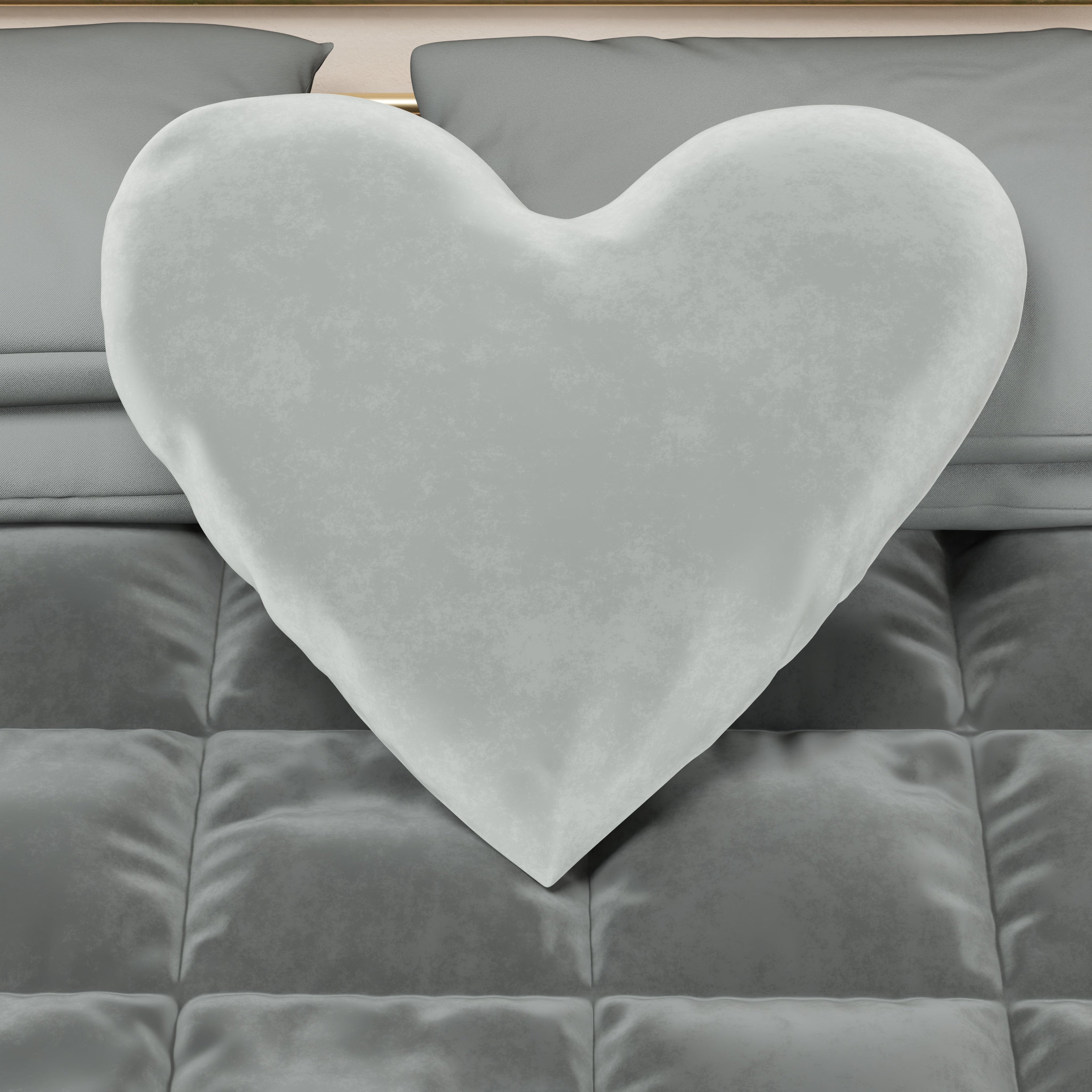 Cuscino Arredo Cuore Grigio Chiaro