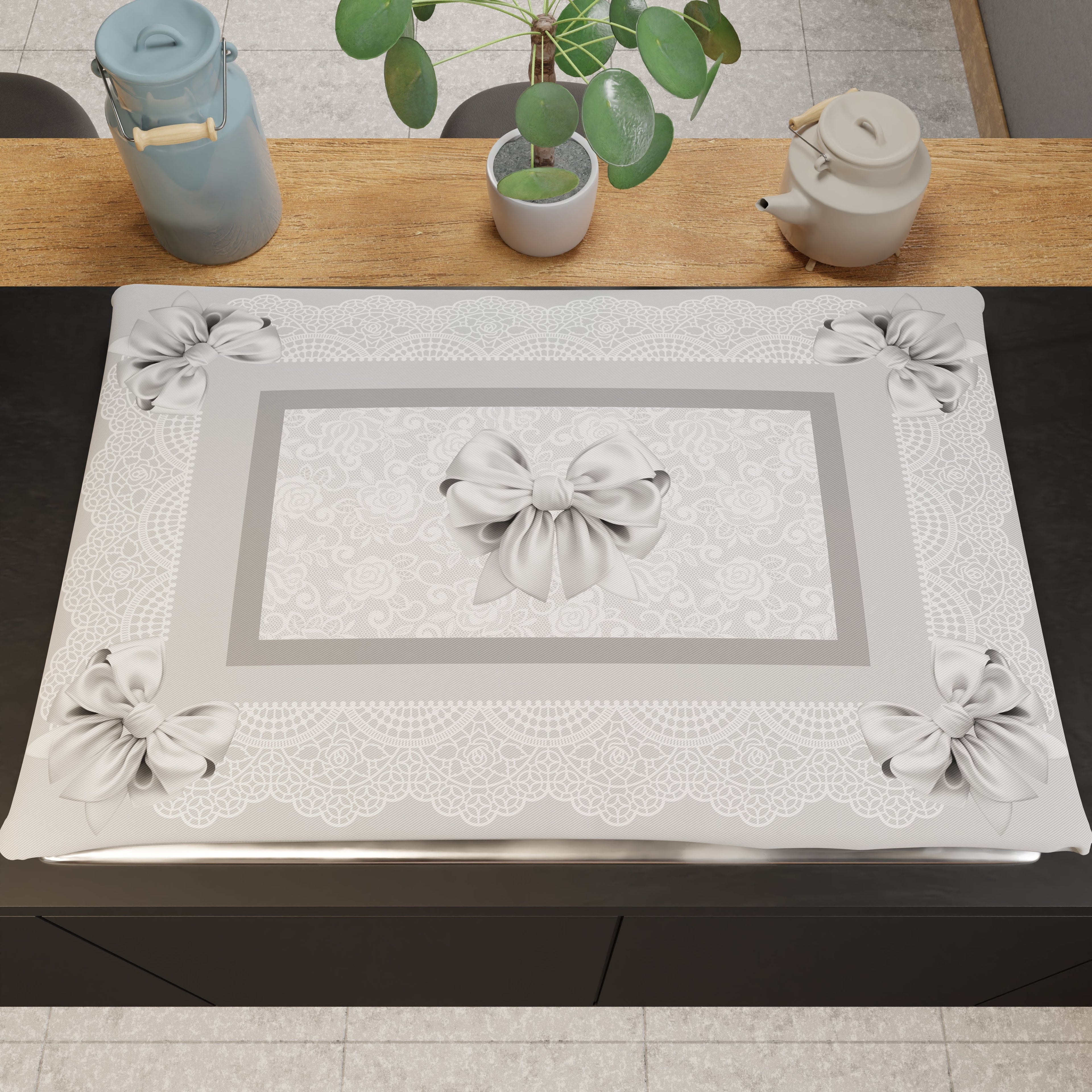 Coprifornello Coprifuochi Cucina in Stampa Digitale Fiocco Grigio 1pz 50x70cm
