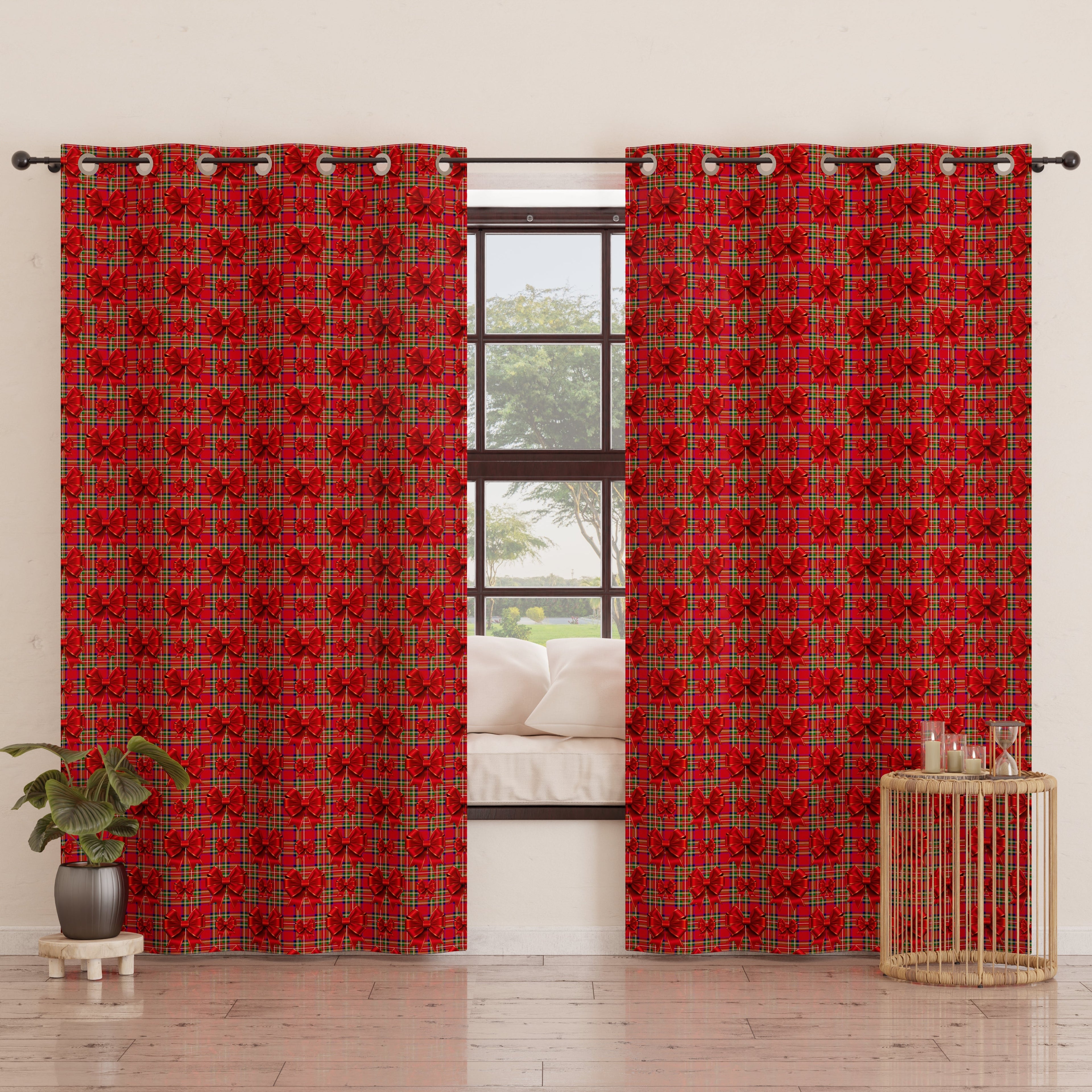 Tenda Arredo da Interno a Pannelli con Anelli Fiocco Tartan, Fantasia Scozzese
