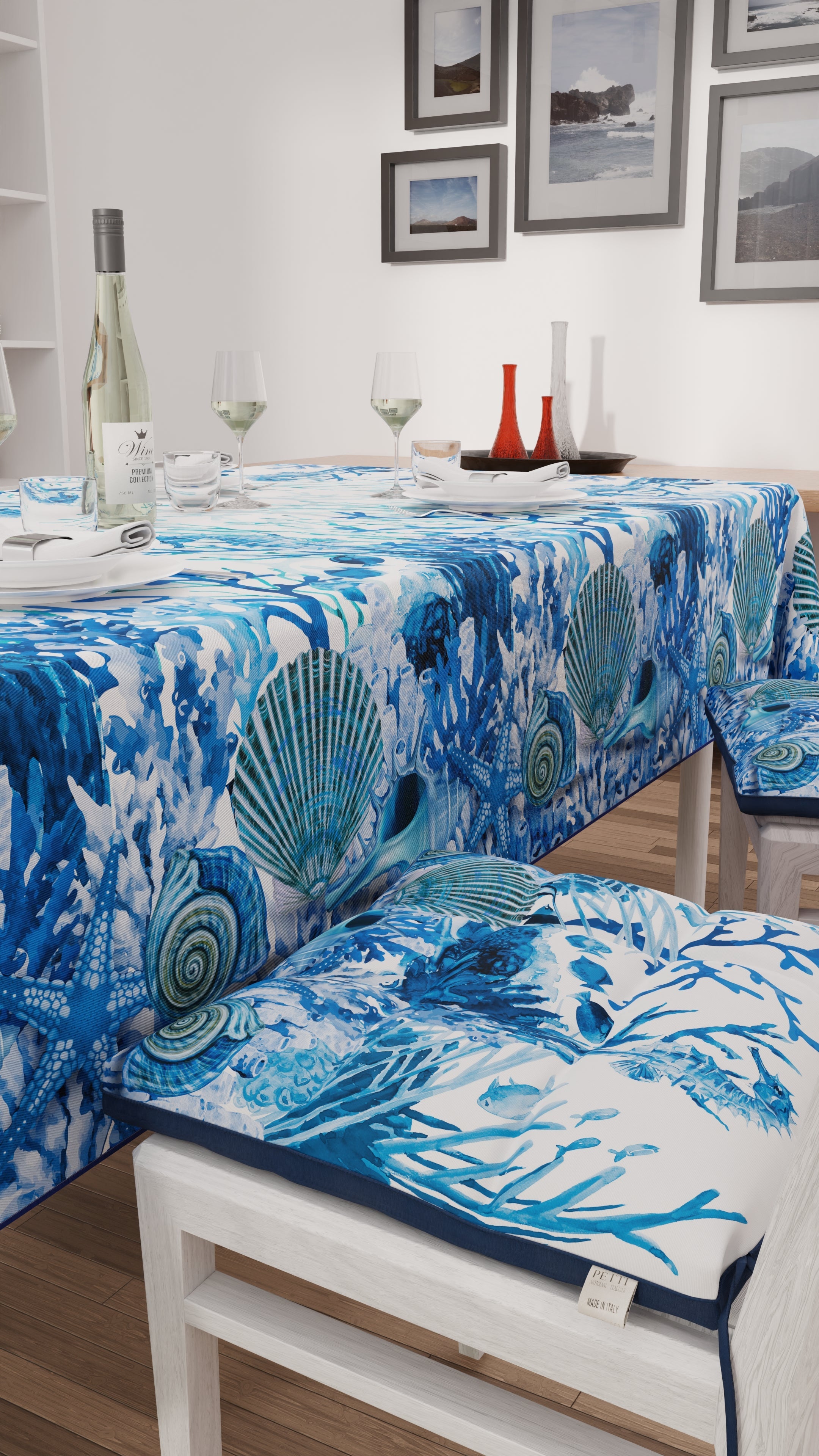 Cuscini per Sedie Coprisedia 6 Pezzi Corallo Blu.