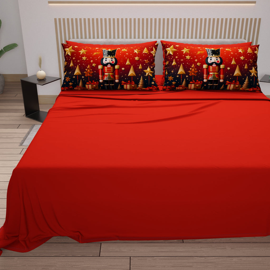 Lenzuola Natalizie in Cotone, Completo Letto con Federe in Stampa Digitale 25 Xmas 1