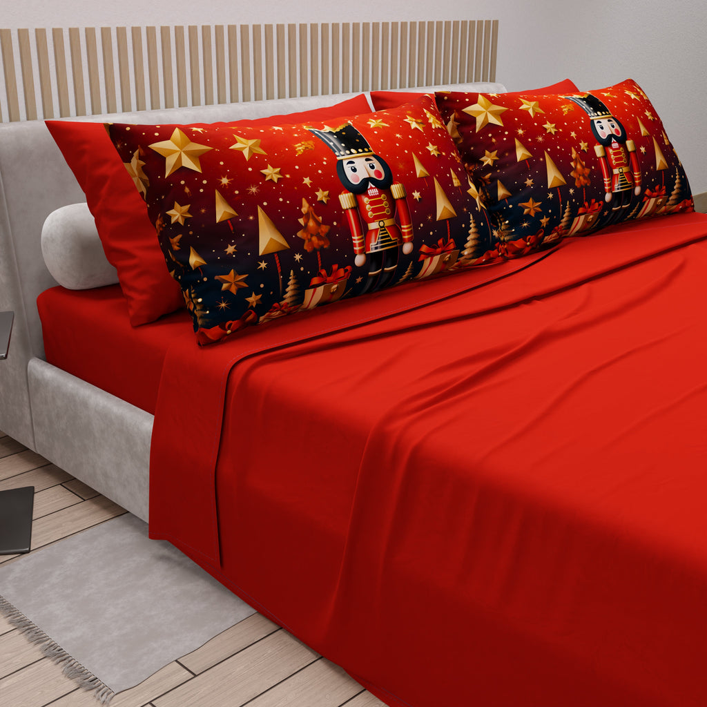Lenzuola Natalizie in Cotone, Completo Letto con Federe in Stampa Digitale 25 Xmas 1