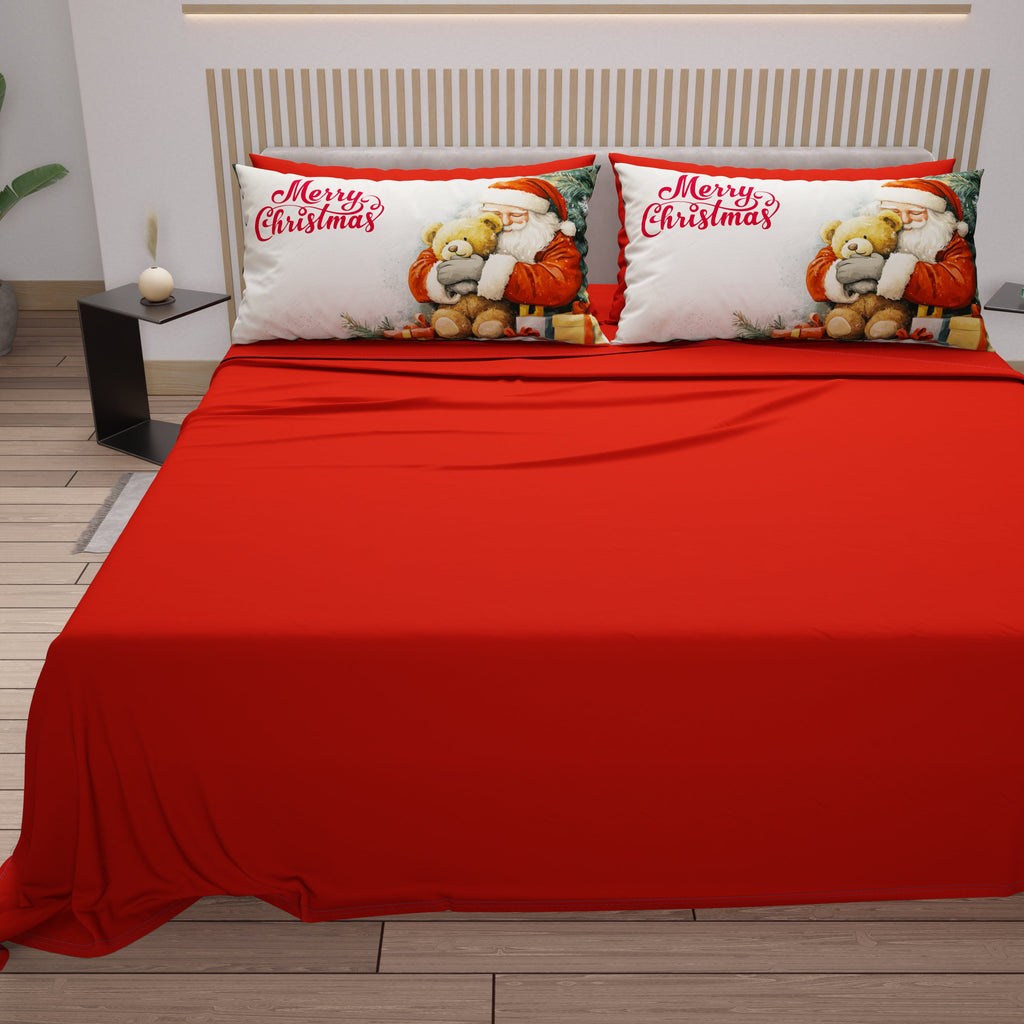 Lenzuola Natalizie in Cotone, Completo Letto con Federe in Stampa Digitale 25 Xmas 12