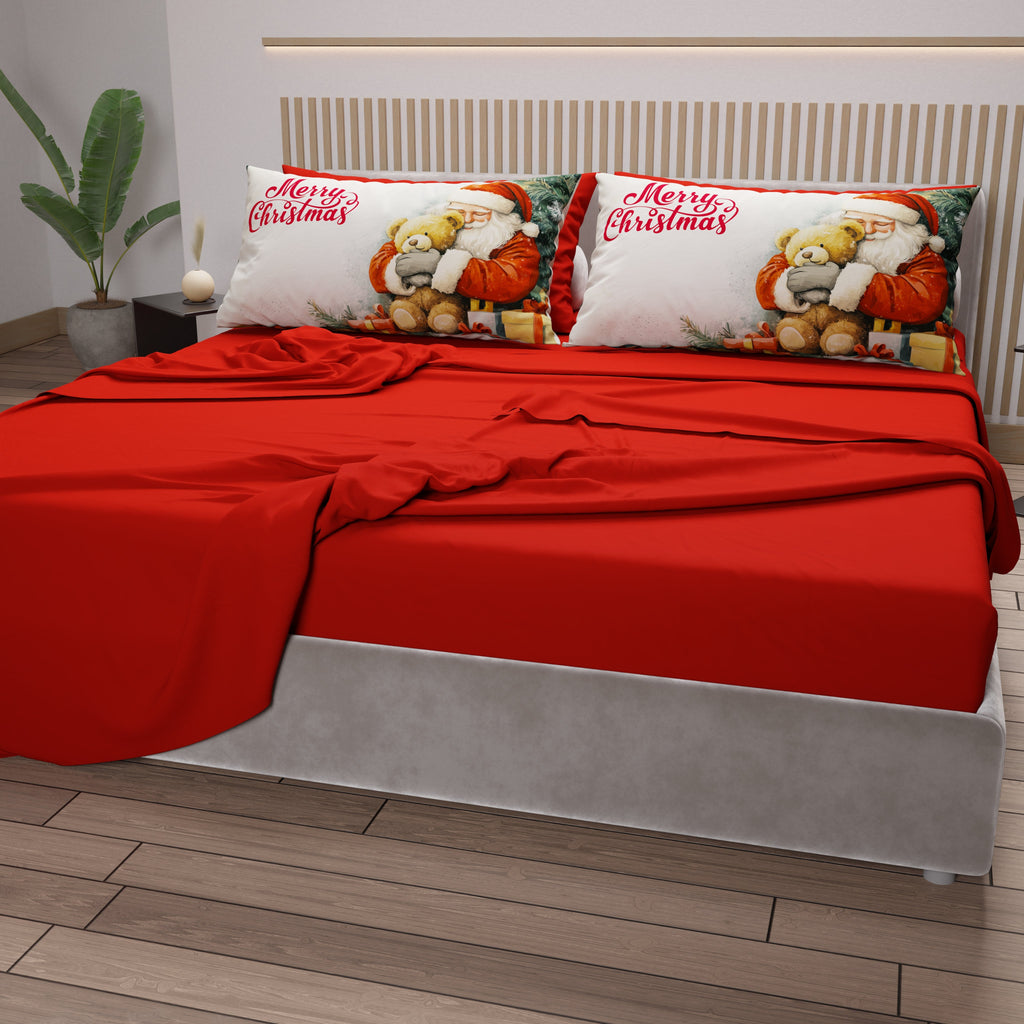 Lenzuola Natalizie in Cotone, Completo Letto con Federe in Stampa Digitale 25 Xmas 12