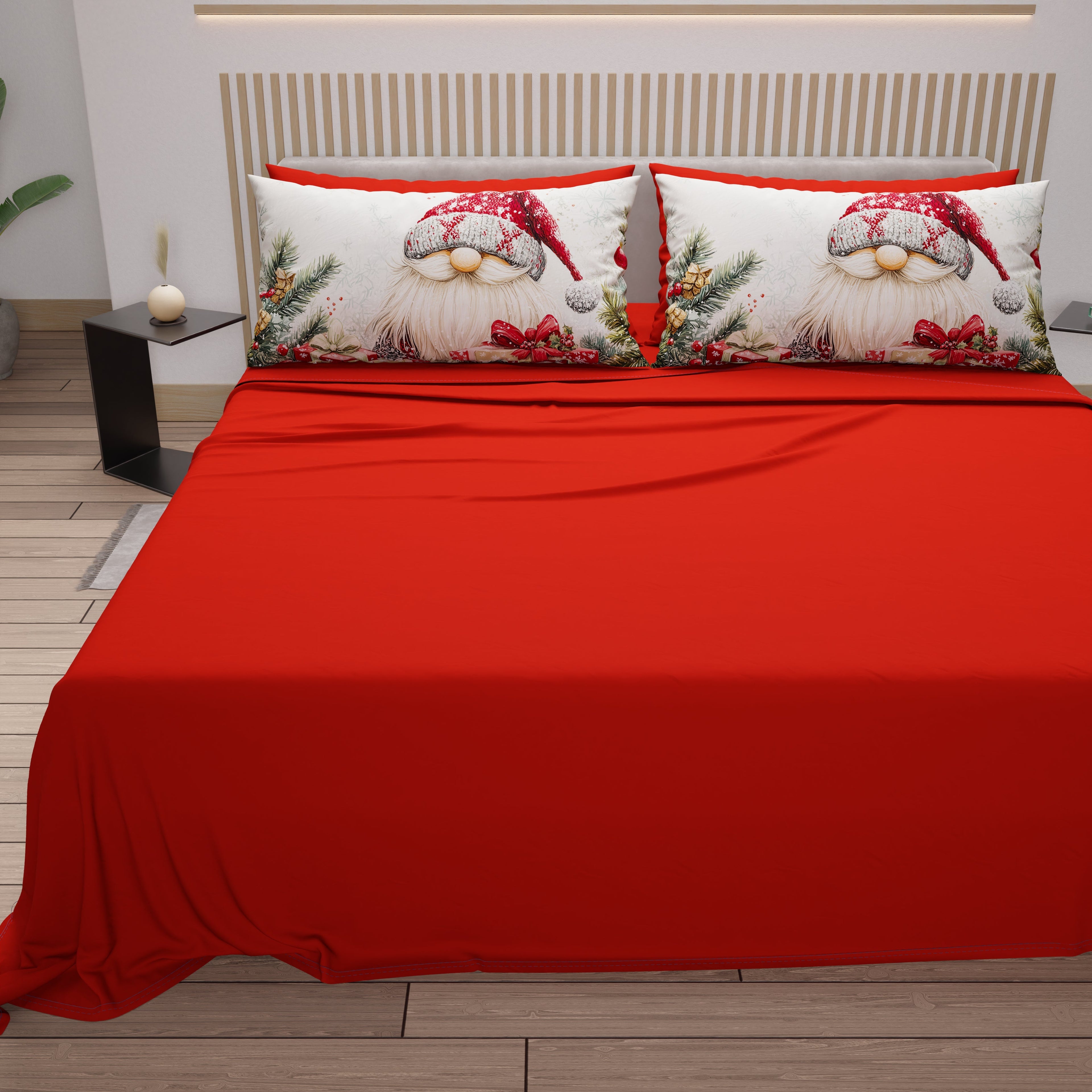 Lenzuola Natalizie in Cotone, Completo Letto con Federe in Stampa Digitale 25 Xmas 13