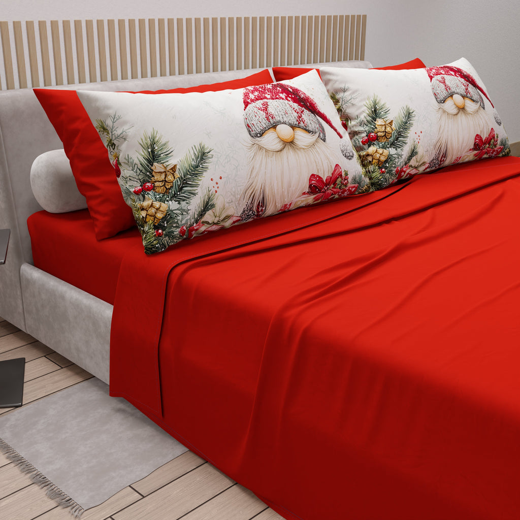 Lenzuola Natalizie in Cotone, Completo Letto con Federe in Stampa Digitale 25 Xmas 13