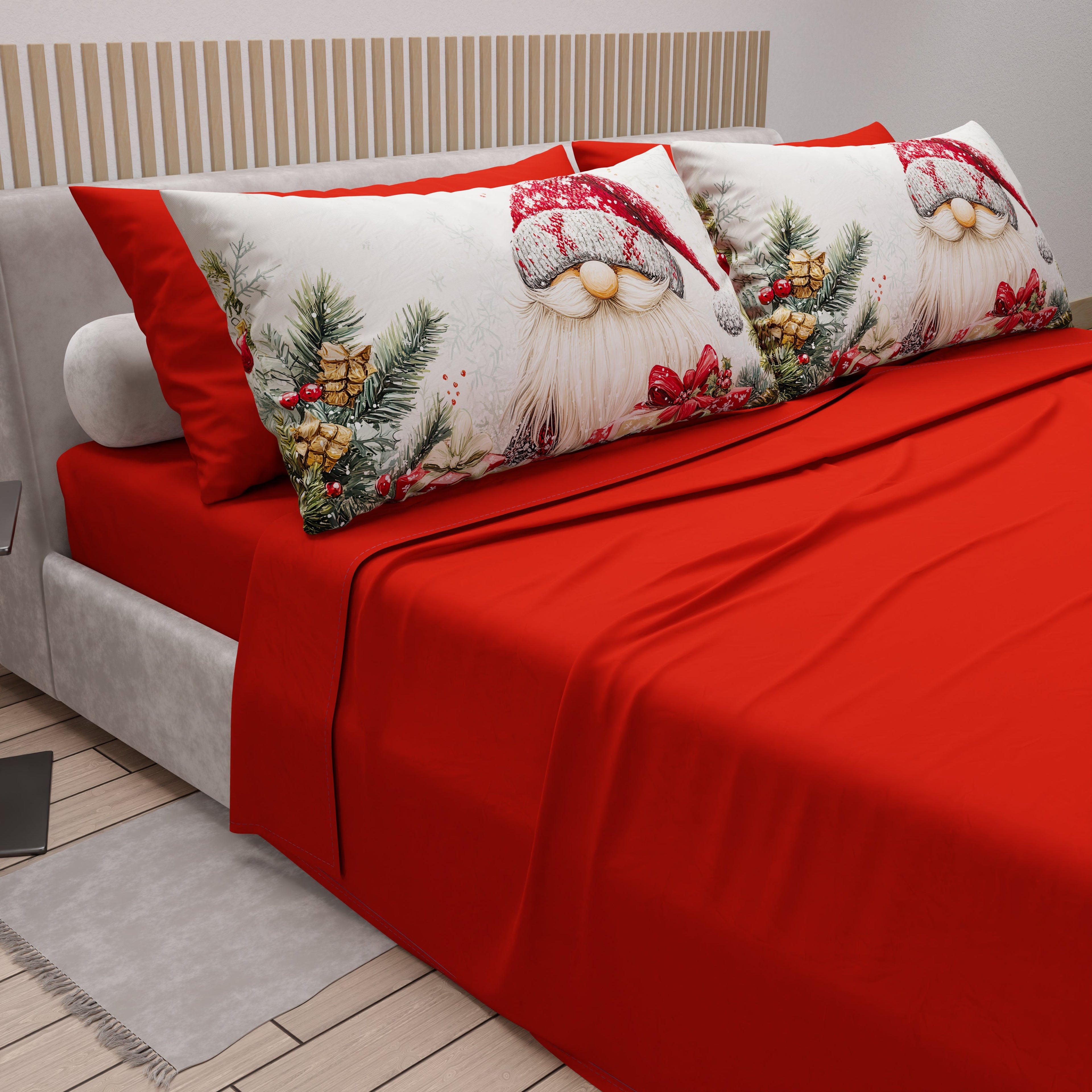 Lenzuola Natalizie in Cotone, Completo Letto con Federe in Stampa Digitale 25 Xmas 13