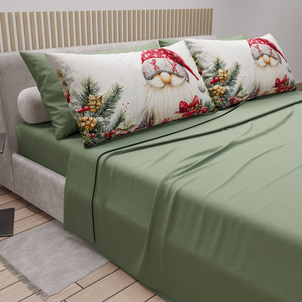 Lenzuola Natalizie in Cotone, Completo Letto con Federe in Stampa Digitale 25 Xmas 13