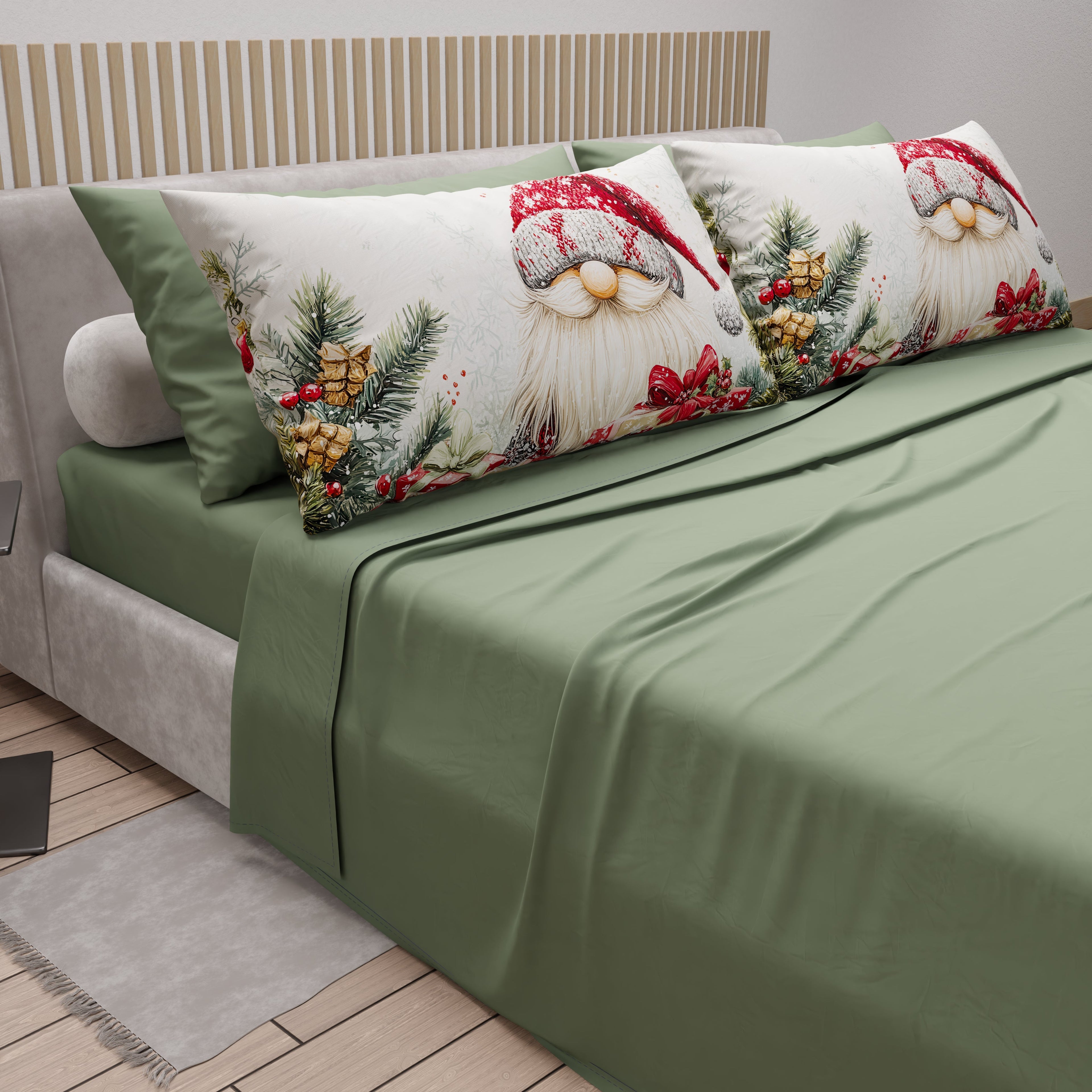 Lenzuola Natalizie in Cotone, Completo Letto con Federe in Stampa Digitale 25 Xmas 13