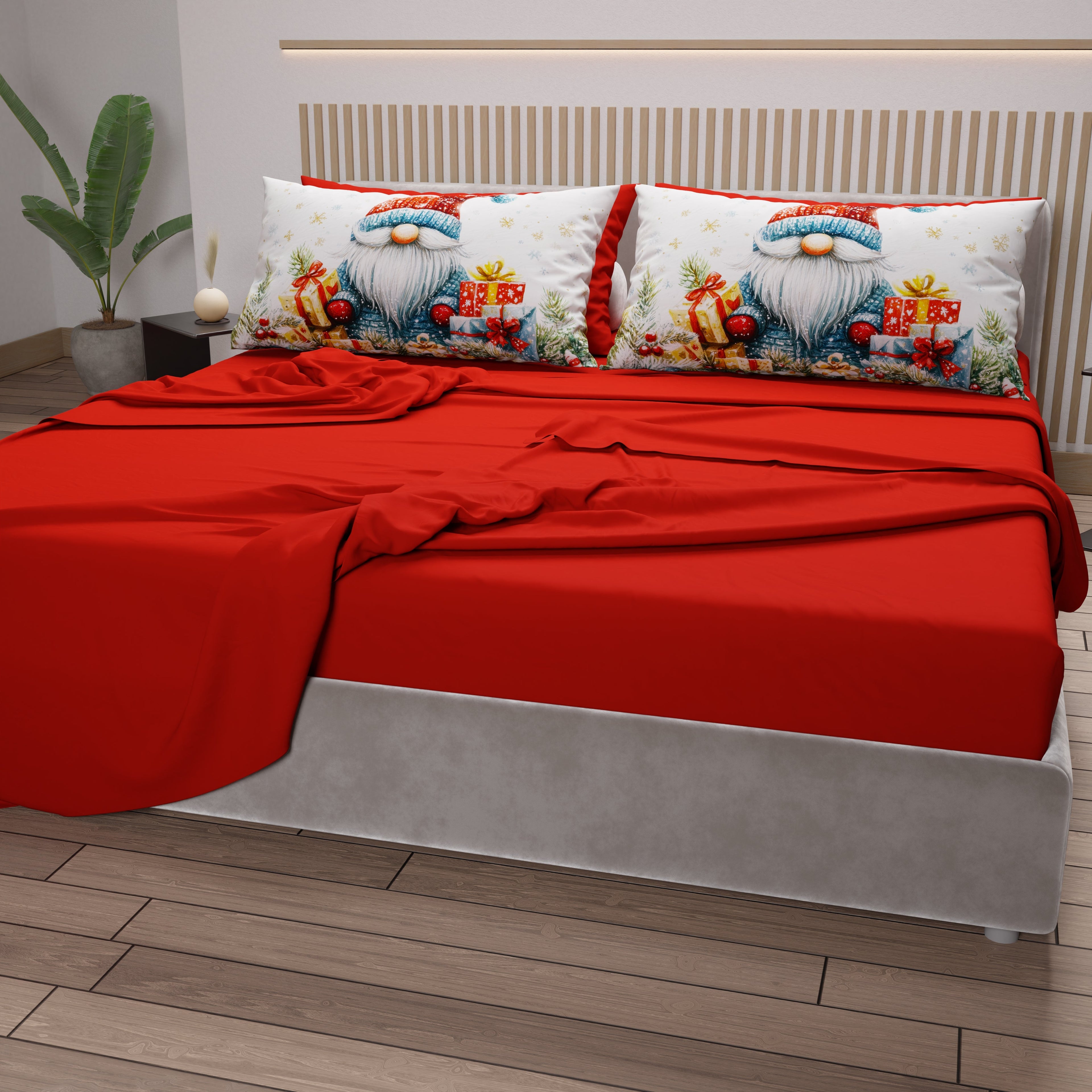 Lenzuola Natalizie in Cotone, Completo Letto con Federe in Stampa Digitale 25 Xmas 14