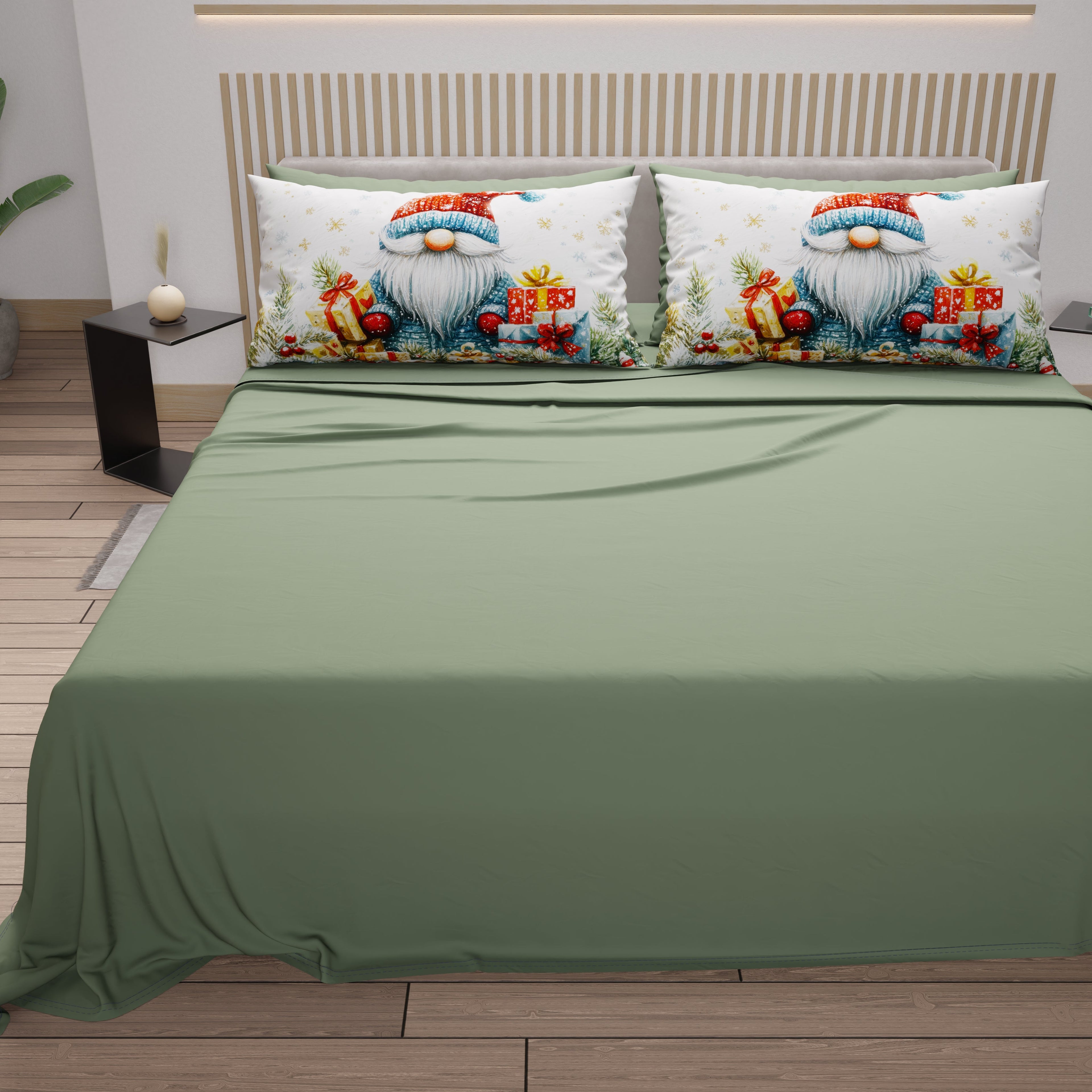 Lenzuola Natalizie in Cotone, Completo Letto con Federe in Stampa Digitale 25 Xmas 14