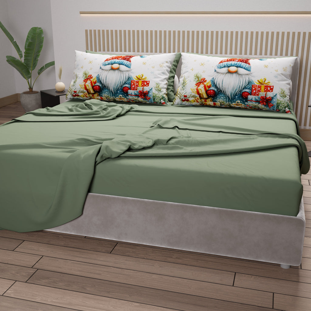Lenzuola Natalizie in Cotone, Completo Letto con Federe in Stampa Digitale 25 Xmas 14