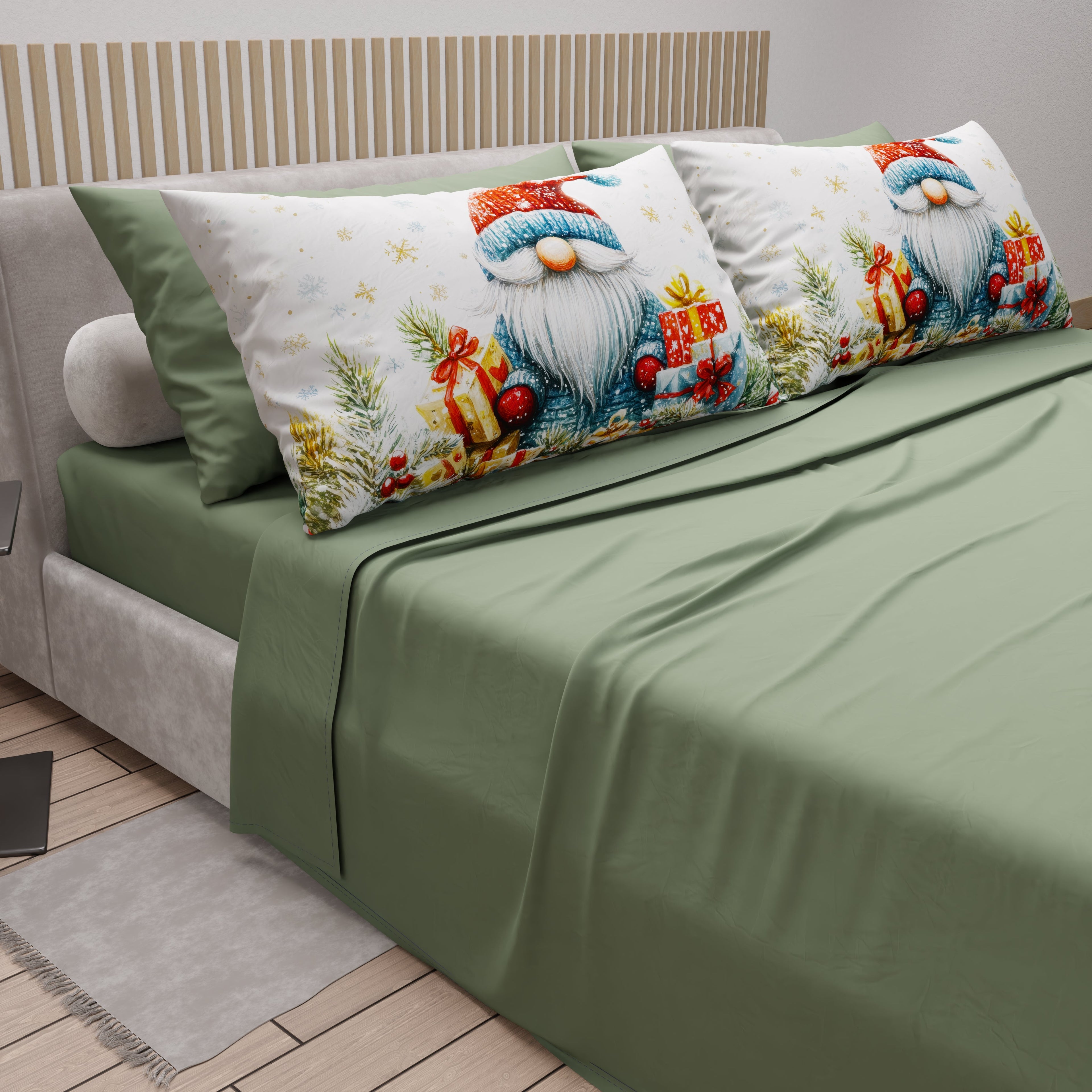 Lenzuola Natalizie in Cotone, Completo Letto con Federe in Stampa Digitale 25 Xmas 14