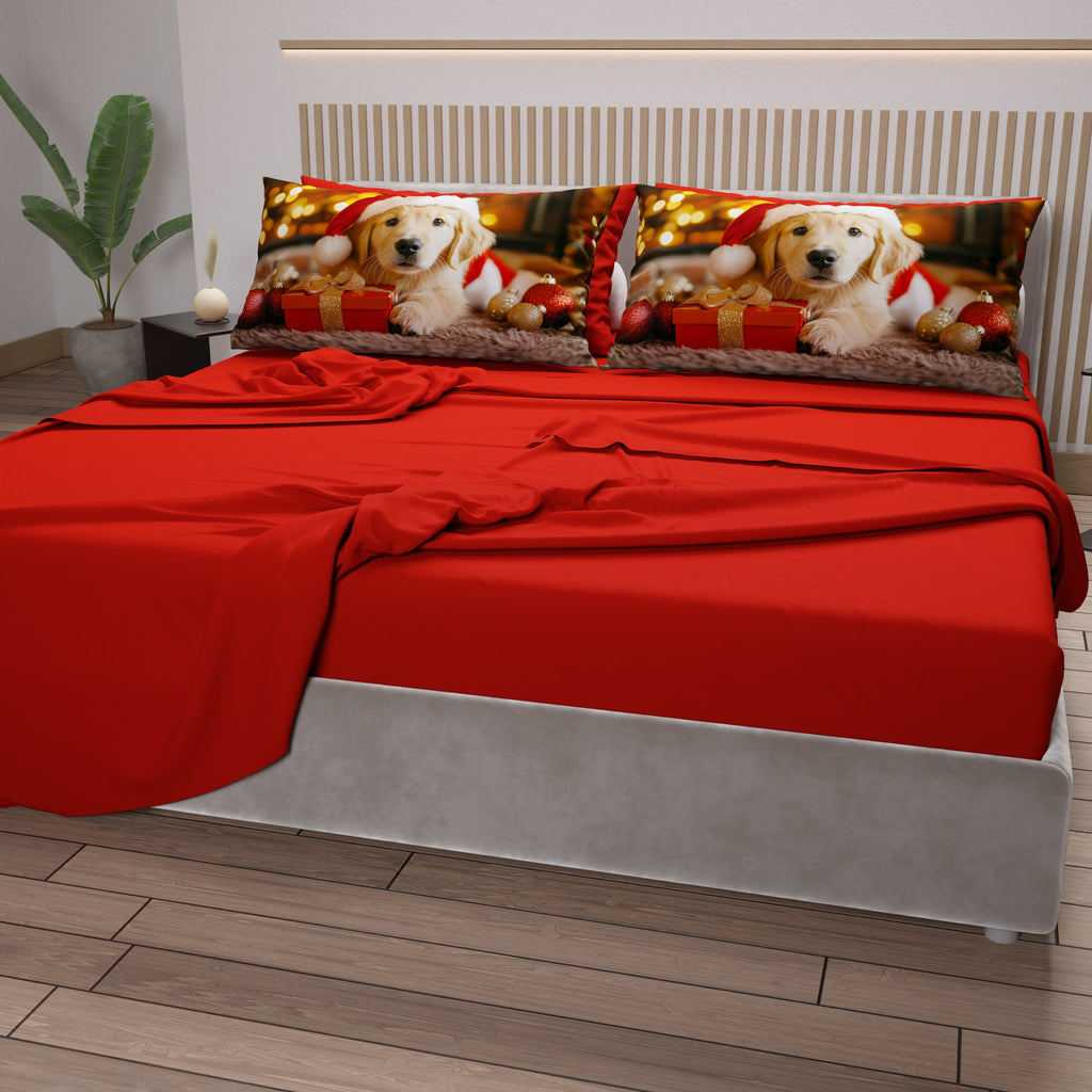Lenzuola Natalizie in Cotone, Completo Letto con Federe in Stampa Digitale 25 Xmas 15