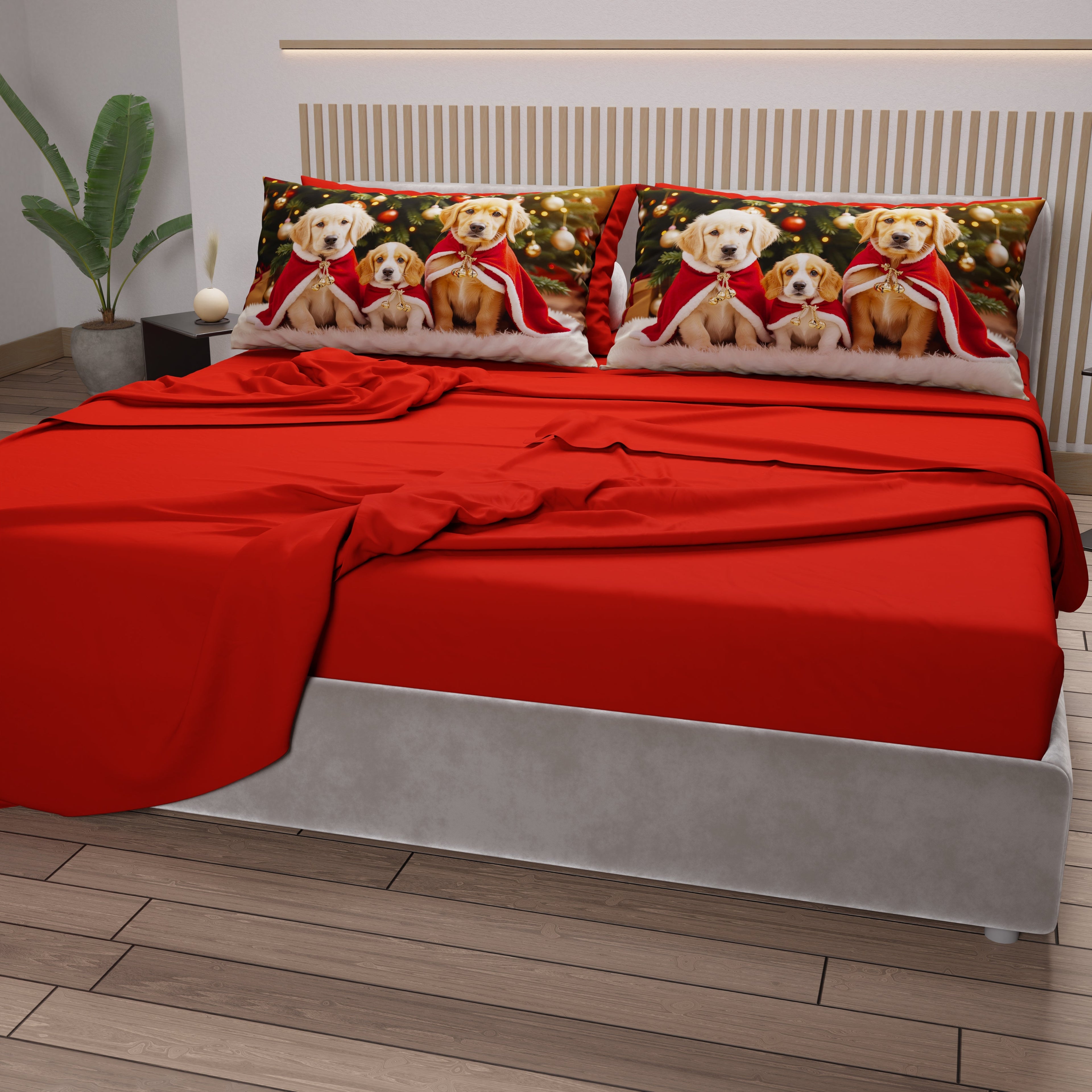 Lenzuola Natalizie in Cotone, Completo Letto con Federe in Stampa Digitale 25 Xmas 18