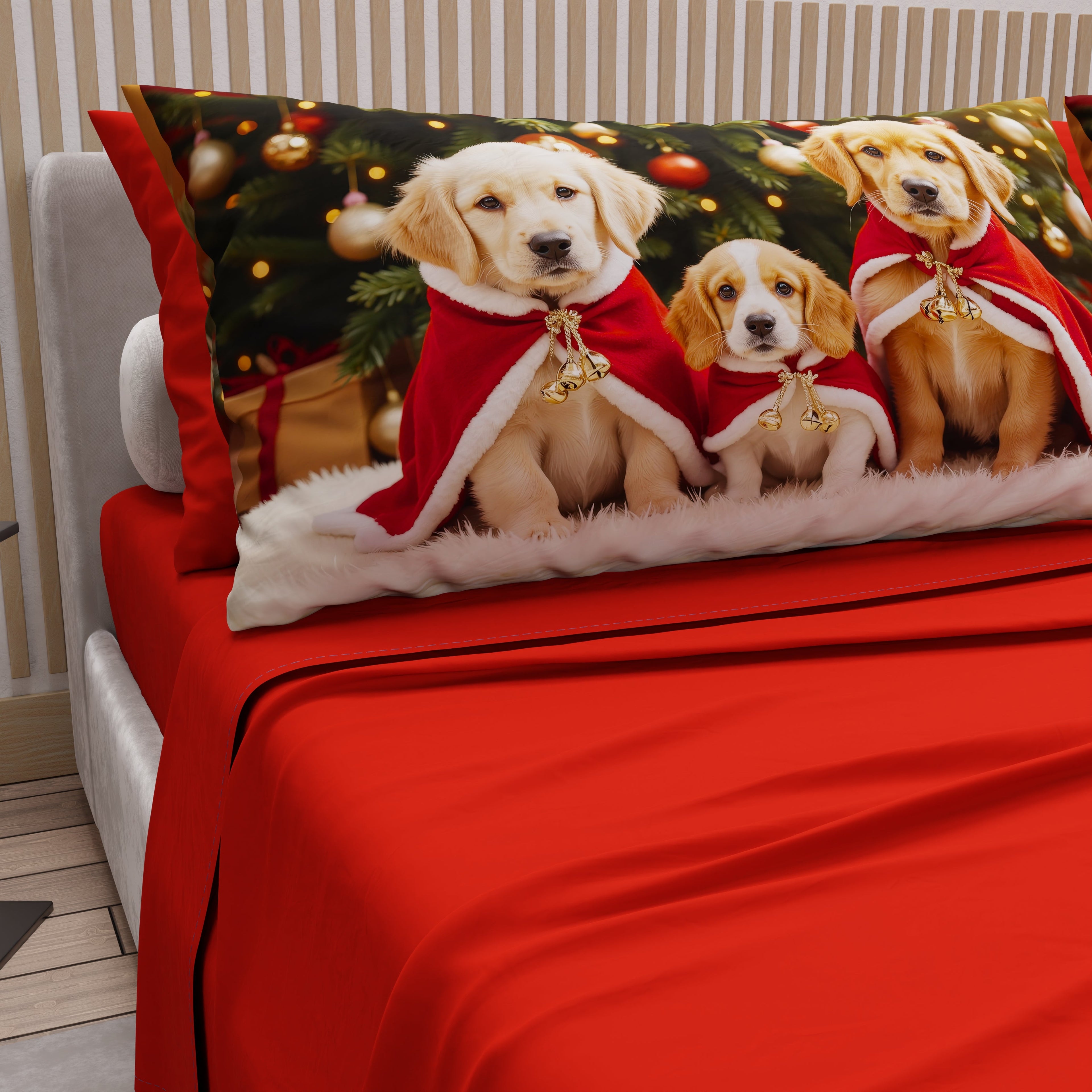 Lenzuola Natalizie in Cotone, Completo Letto con Federe in Stampa Digitale 25 Xmas 18