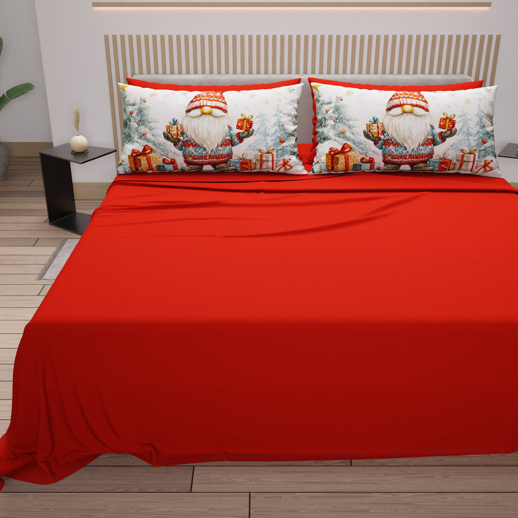 Lenzuola Natalizie in Cotone, Completo Letto con Federe in Stampa Digitale 25 Xmas 19