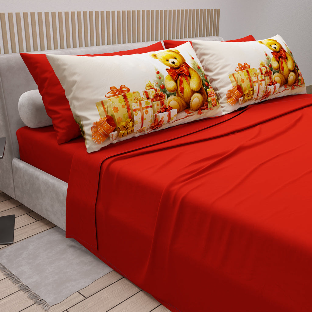Lenzuola Natalizie in Cotone, Completo Letto con Federe in Stampa Digitale 25 Xmas 3