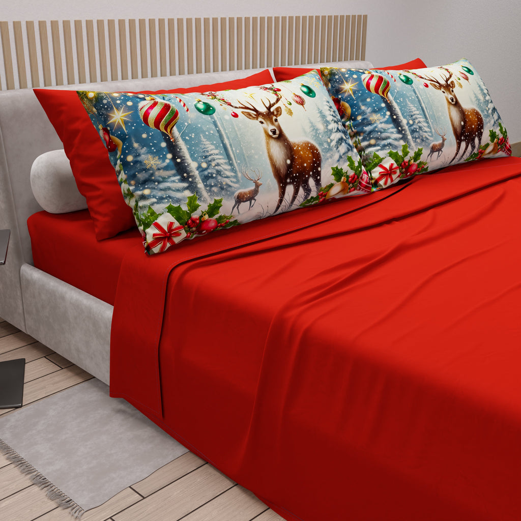 Lenzuola Natalizie in Cotone, Completo Letto con Federe in Stampa Digitale 25 Xmas 4