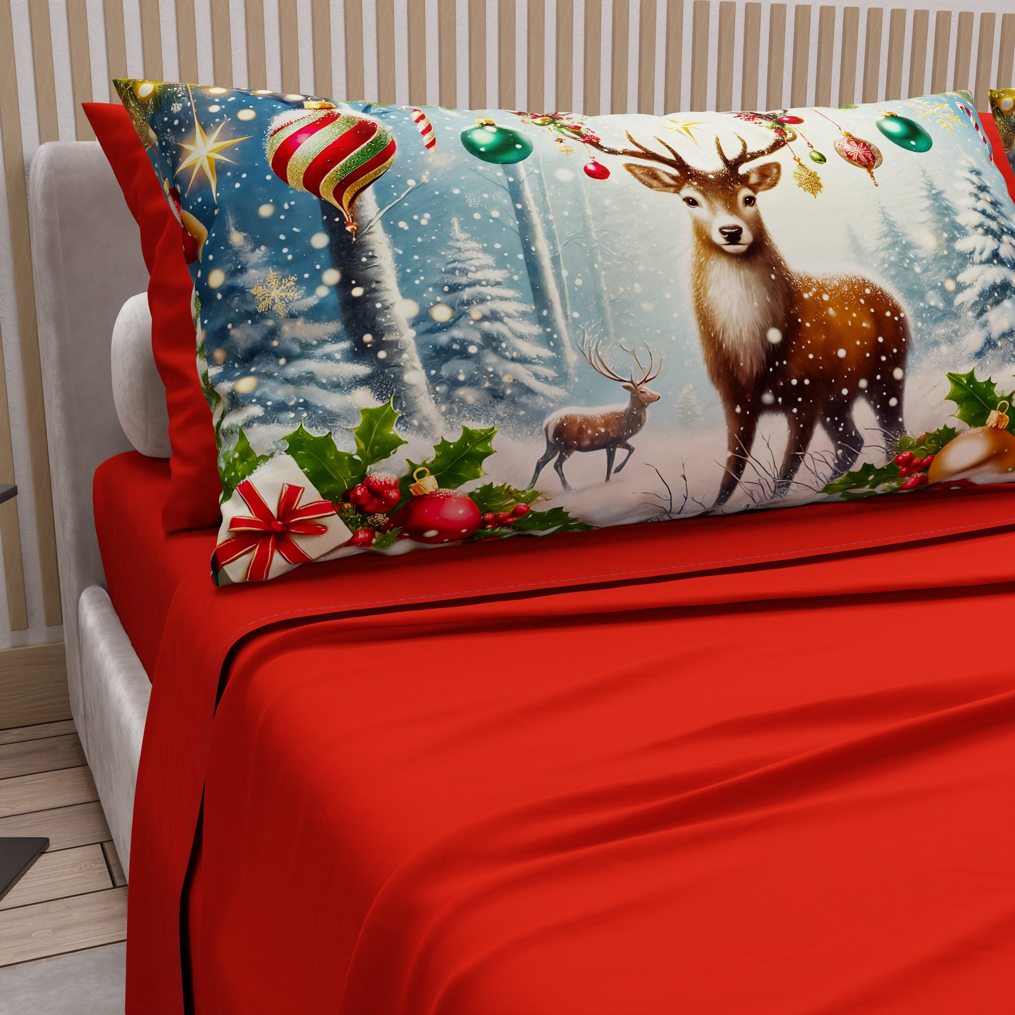 Lenzuola Natalizie in Cotone, Completo Letto con Federe in Stampa Digitale 25 Xmas 4