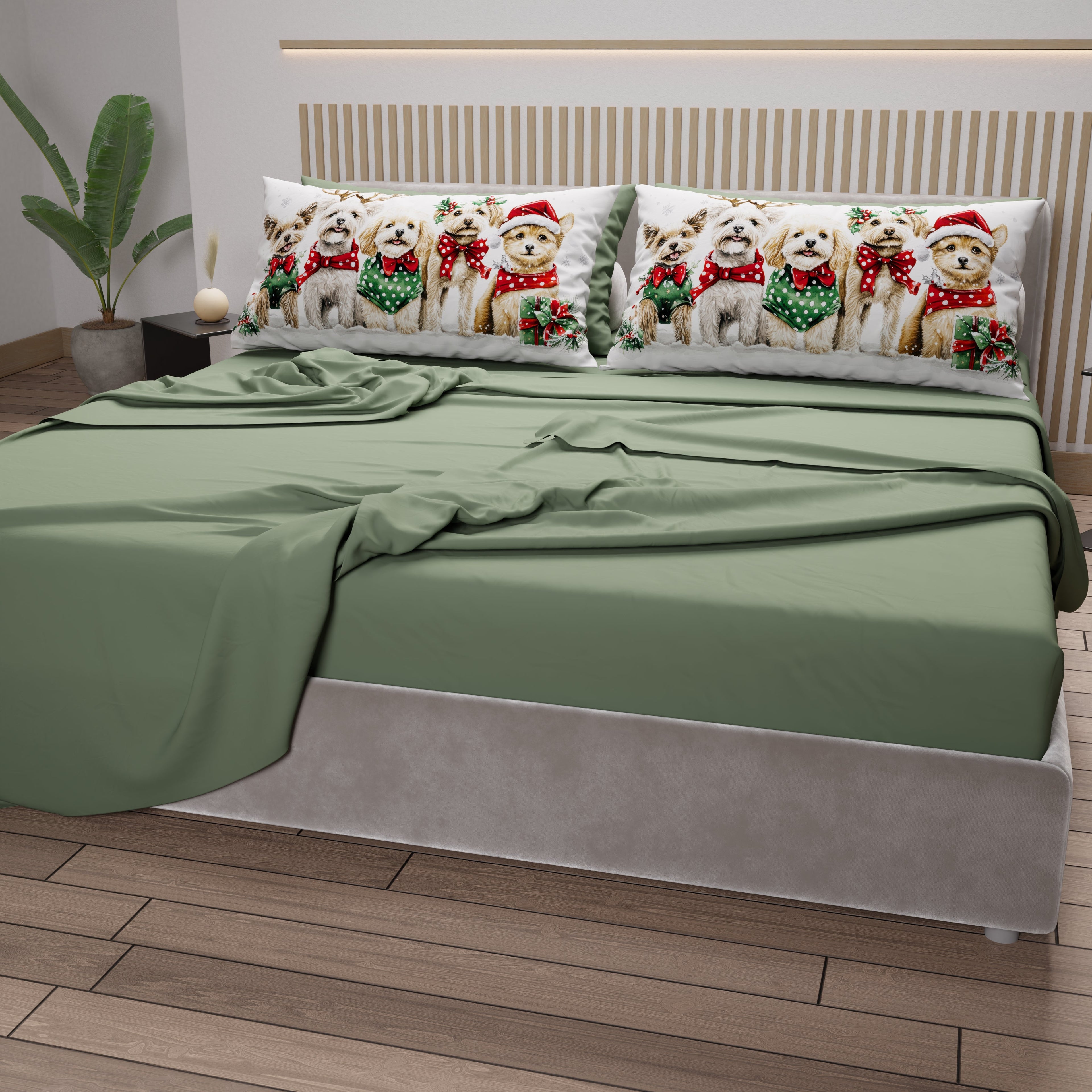 Lenzuola Natalizie in Cotone, Completo Letto con Federe in Stampa Digitale 25 Xmas 9