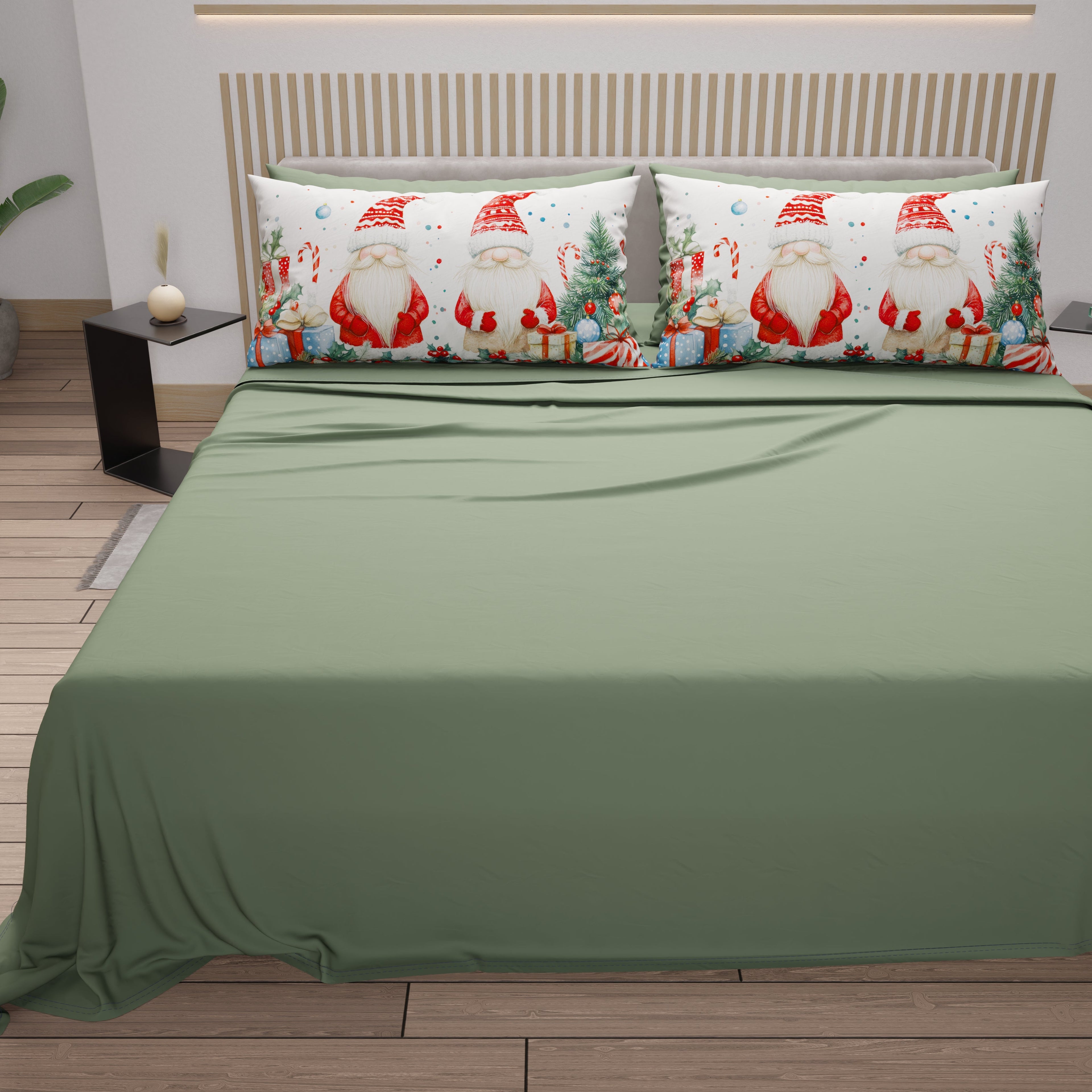Lenzuola Natalizie in Cotone, Completo Letto con Federe in Stampa Digitale 25 Xmas 6