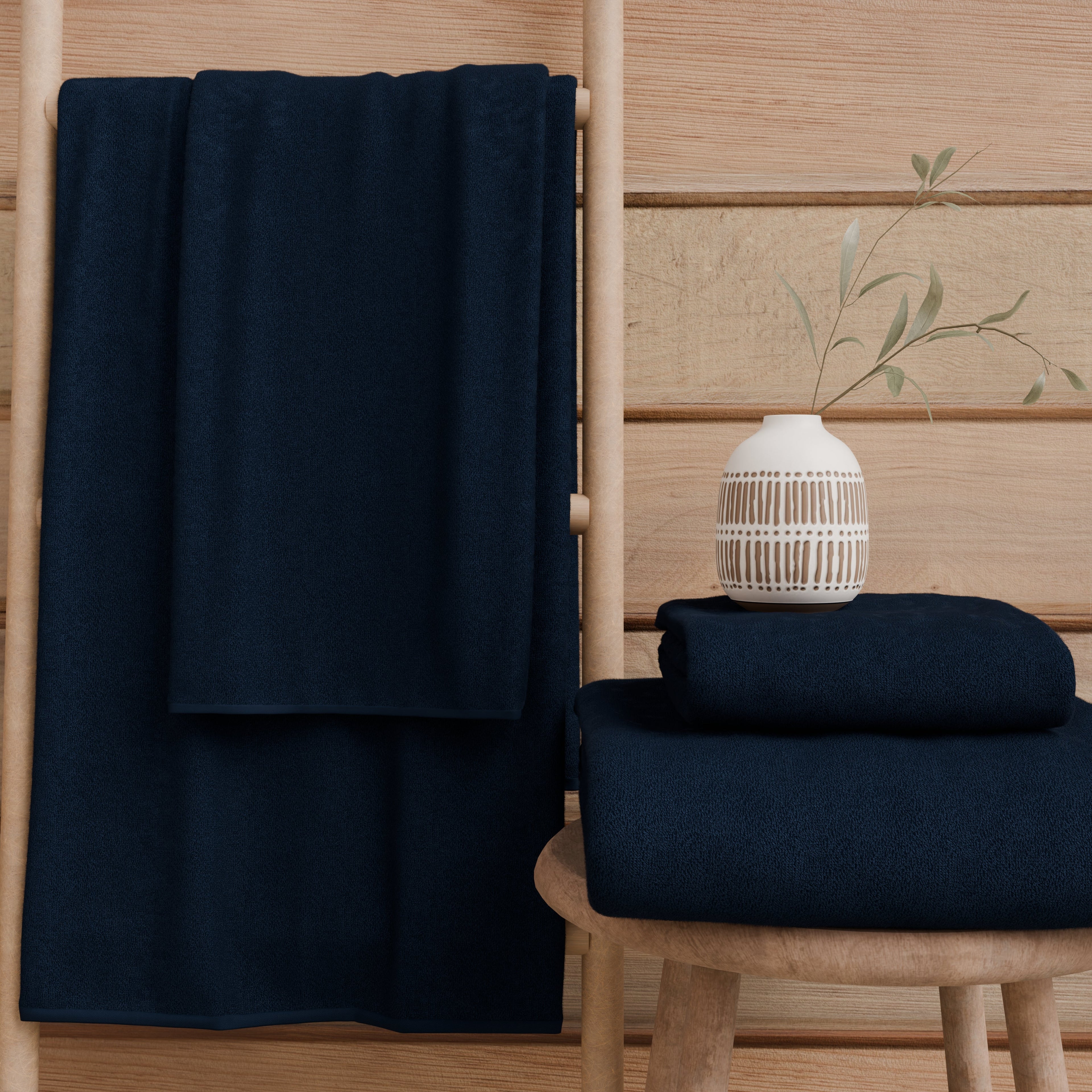 Asciugamani Bagno in Spugna 1+1 Tinta Unita Blu
