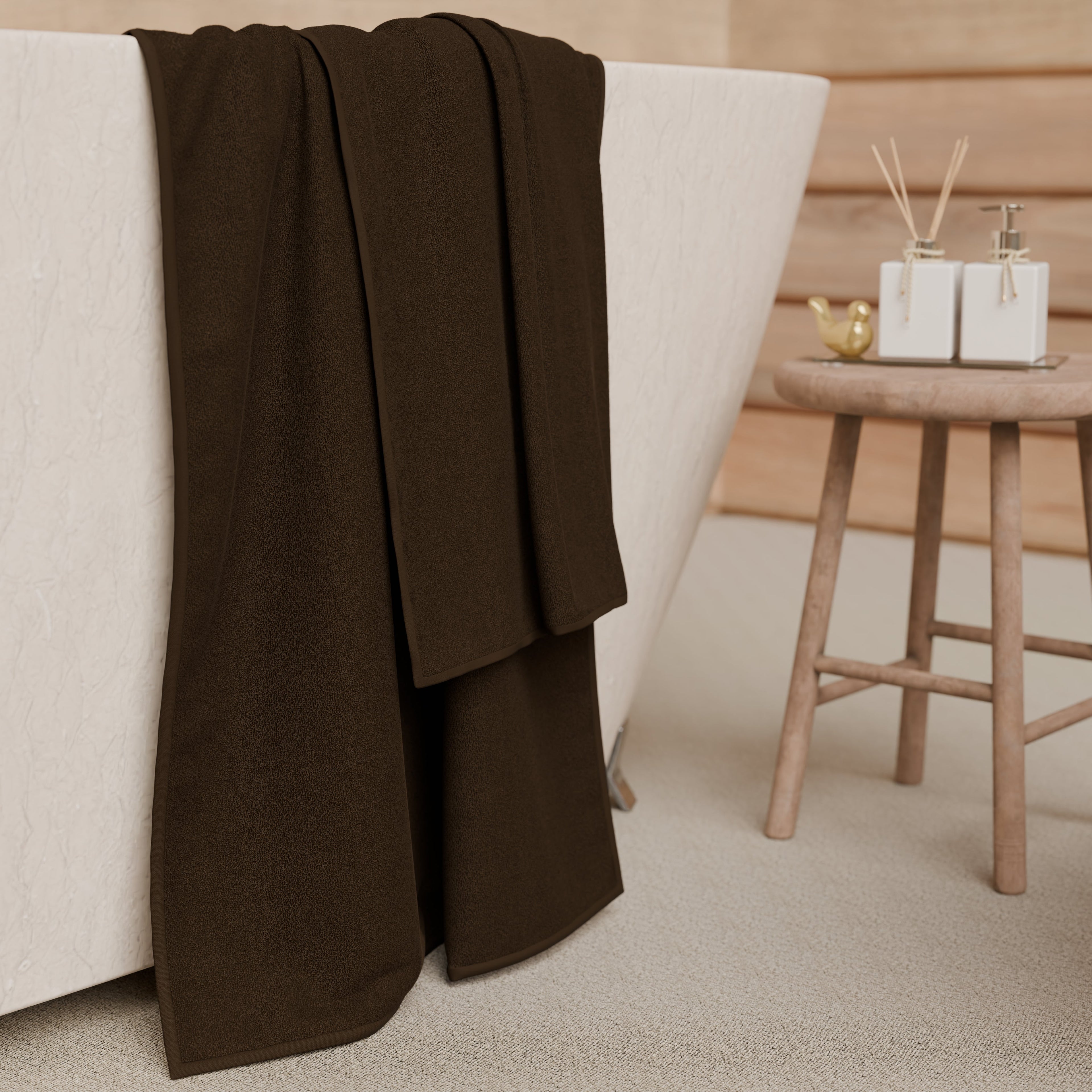 Asciugamani Bagno in Spugna 1+1 Tinta Unita Marrone