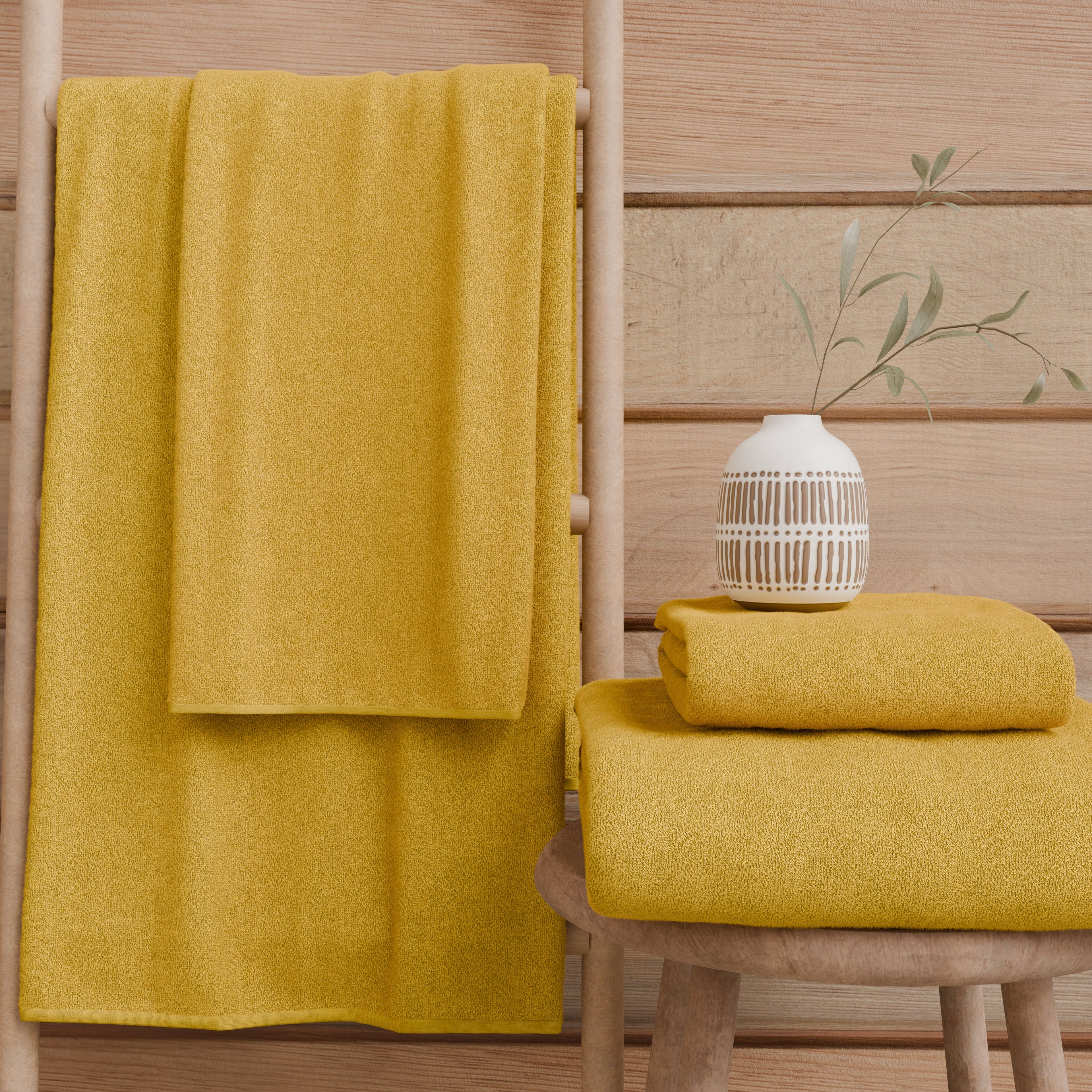 Asciugamani Bagno in Spugna 1+1 Tinta Unita Giallo