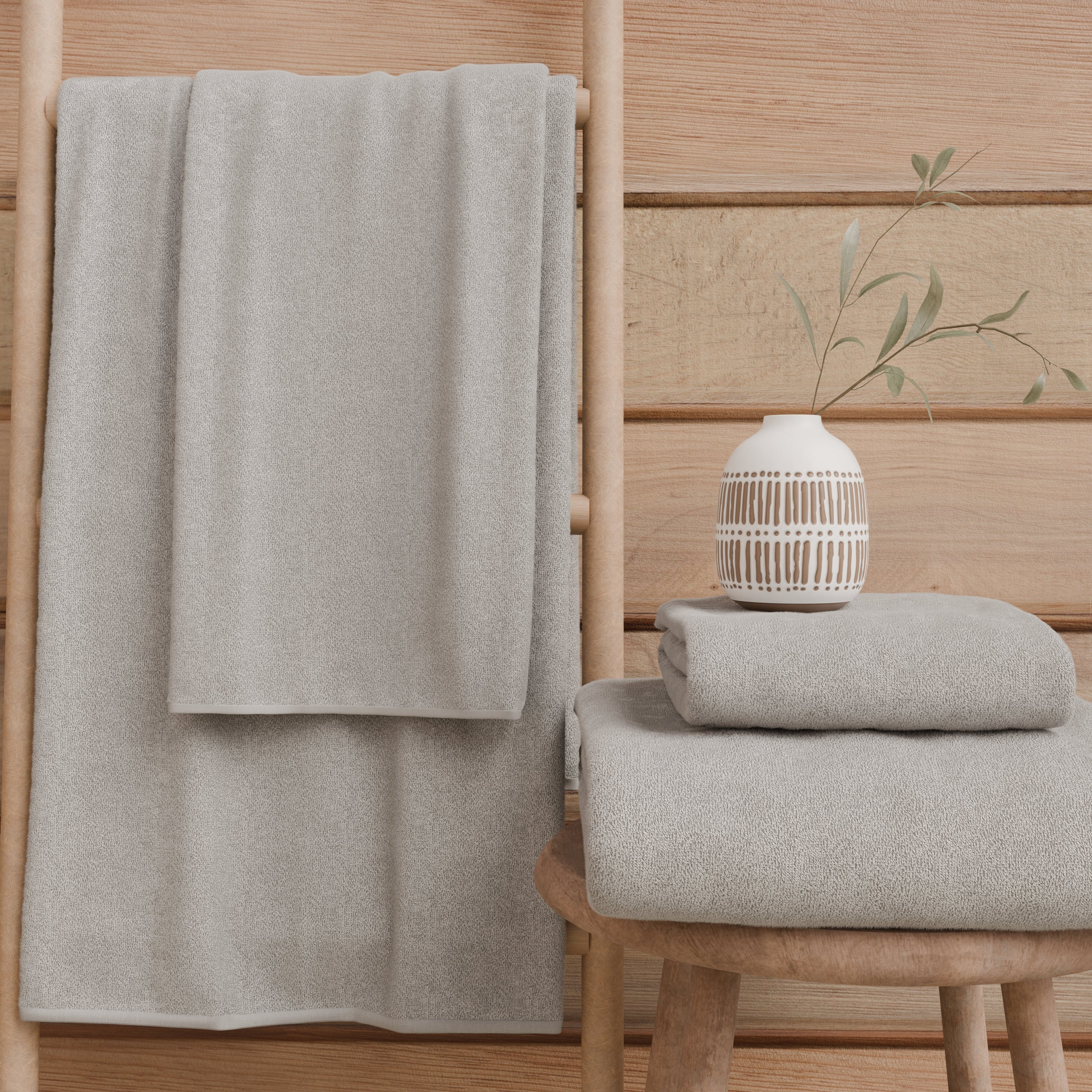 Asciugamani Bagno in Spugna 1+1 Tinta Unita Grigio