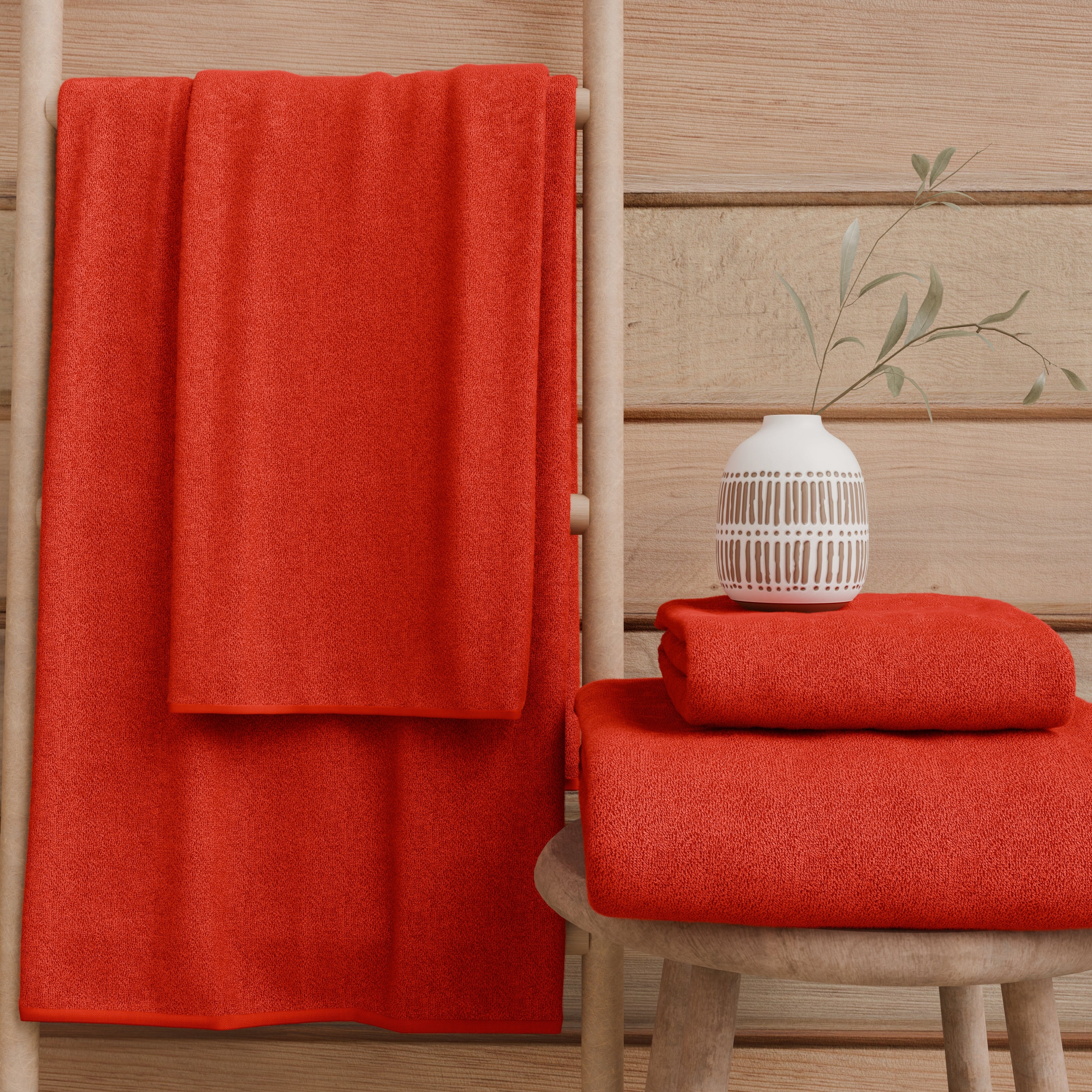 Asciugamani Bagno in Spugna 1+1 Tinta Unita Rosso