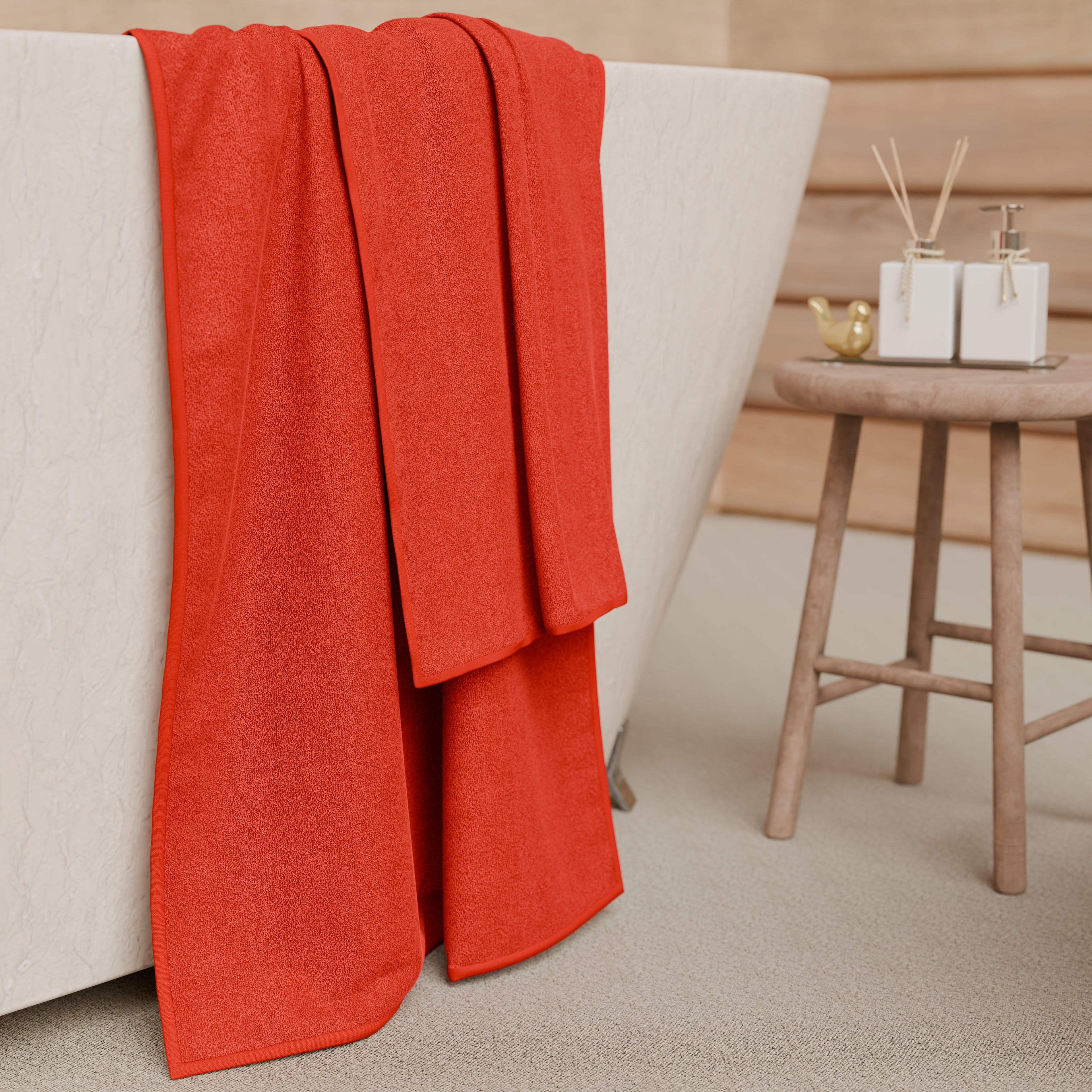 Asciugamani Bagno in Spugna 1+1 Tinta Unita Rosso