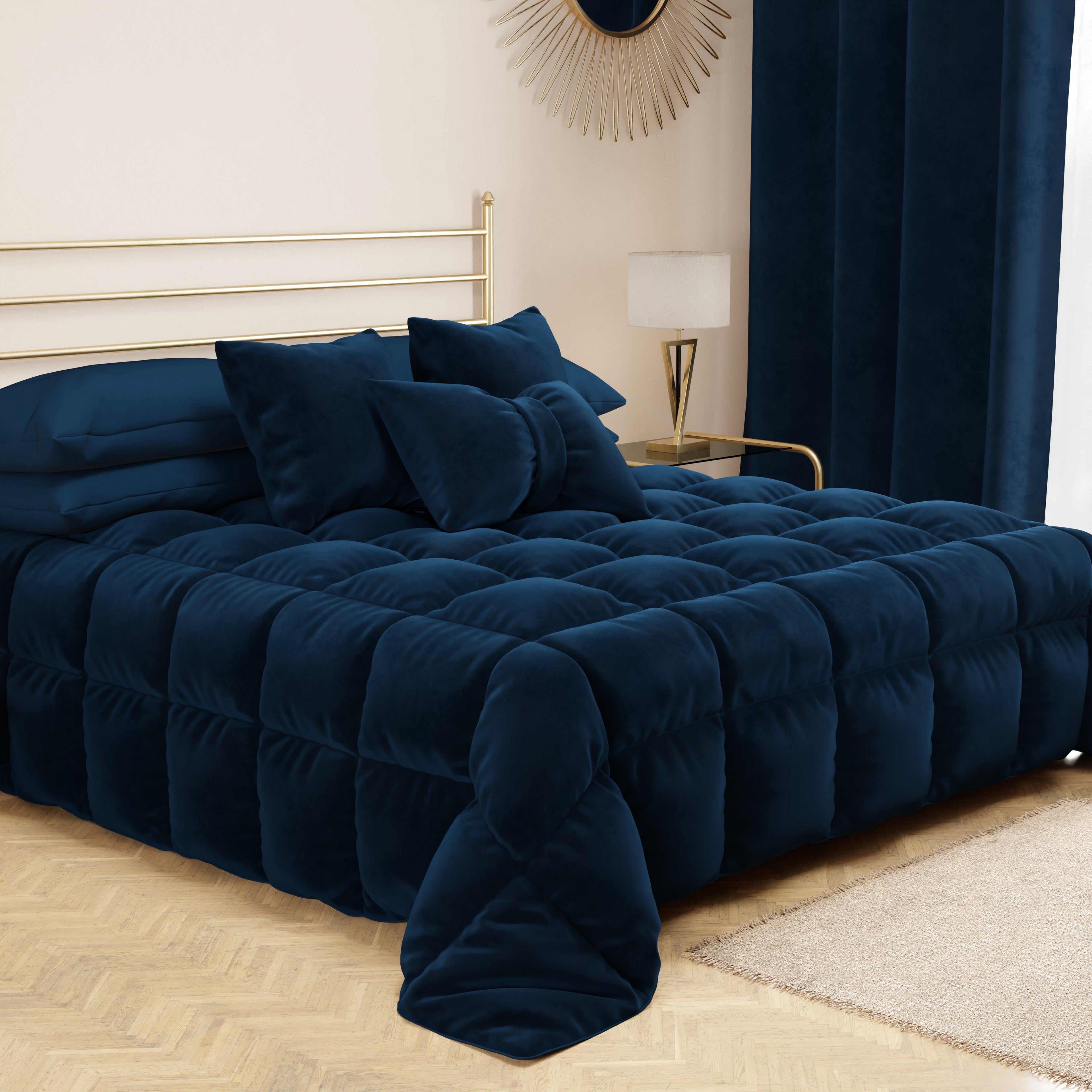 Cuscino Arredo Fiocco in Velluto 40x50 cm, Cuscino divano Blu