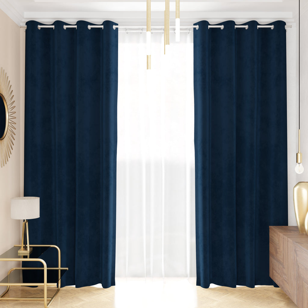 Tenda a Pannello in Velluto per Interni con Anelli, 140x280 cm, Blu