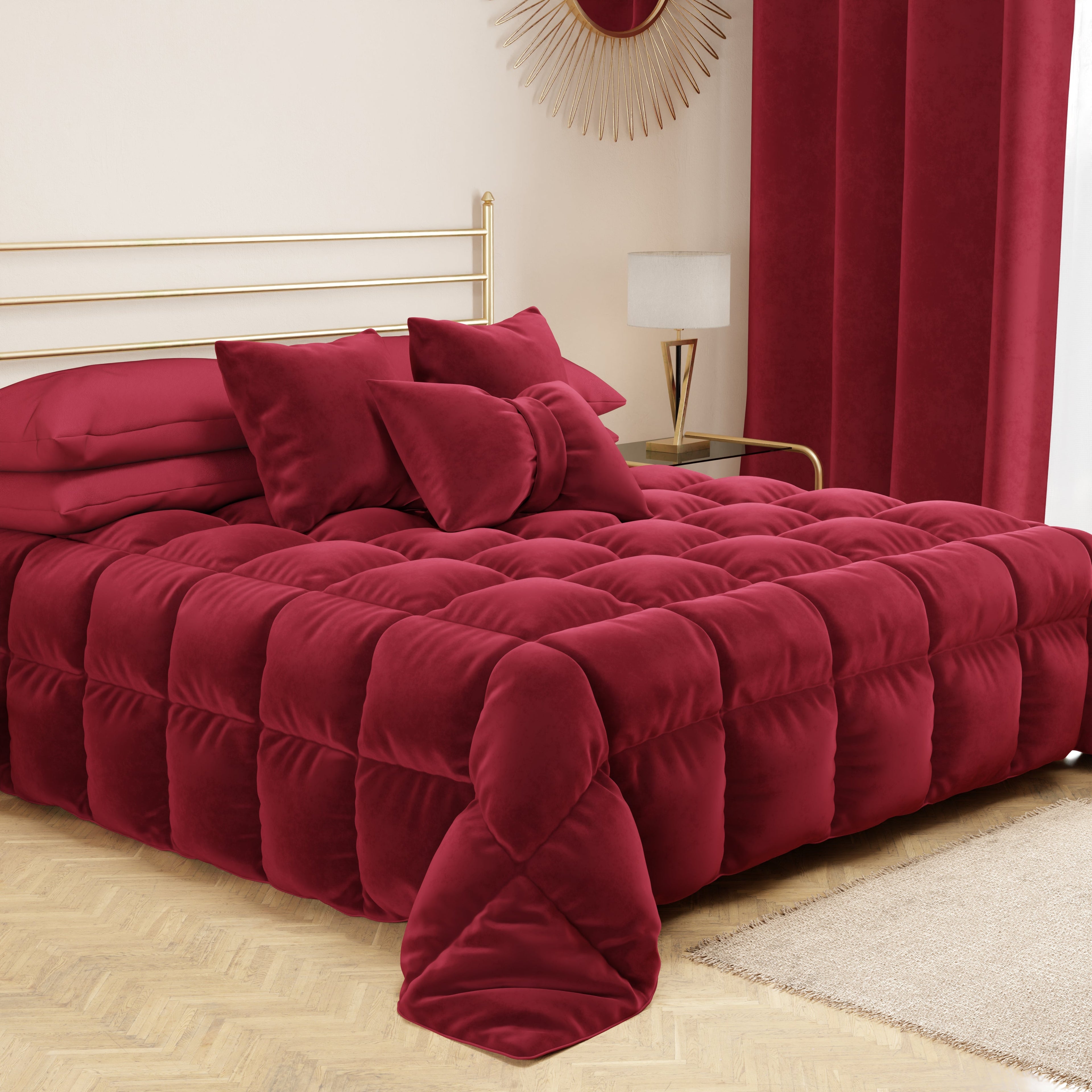 Cuscino Arredo Fiocco in Velluto 40x50 cm, Cuscino divano Bordeaux