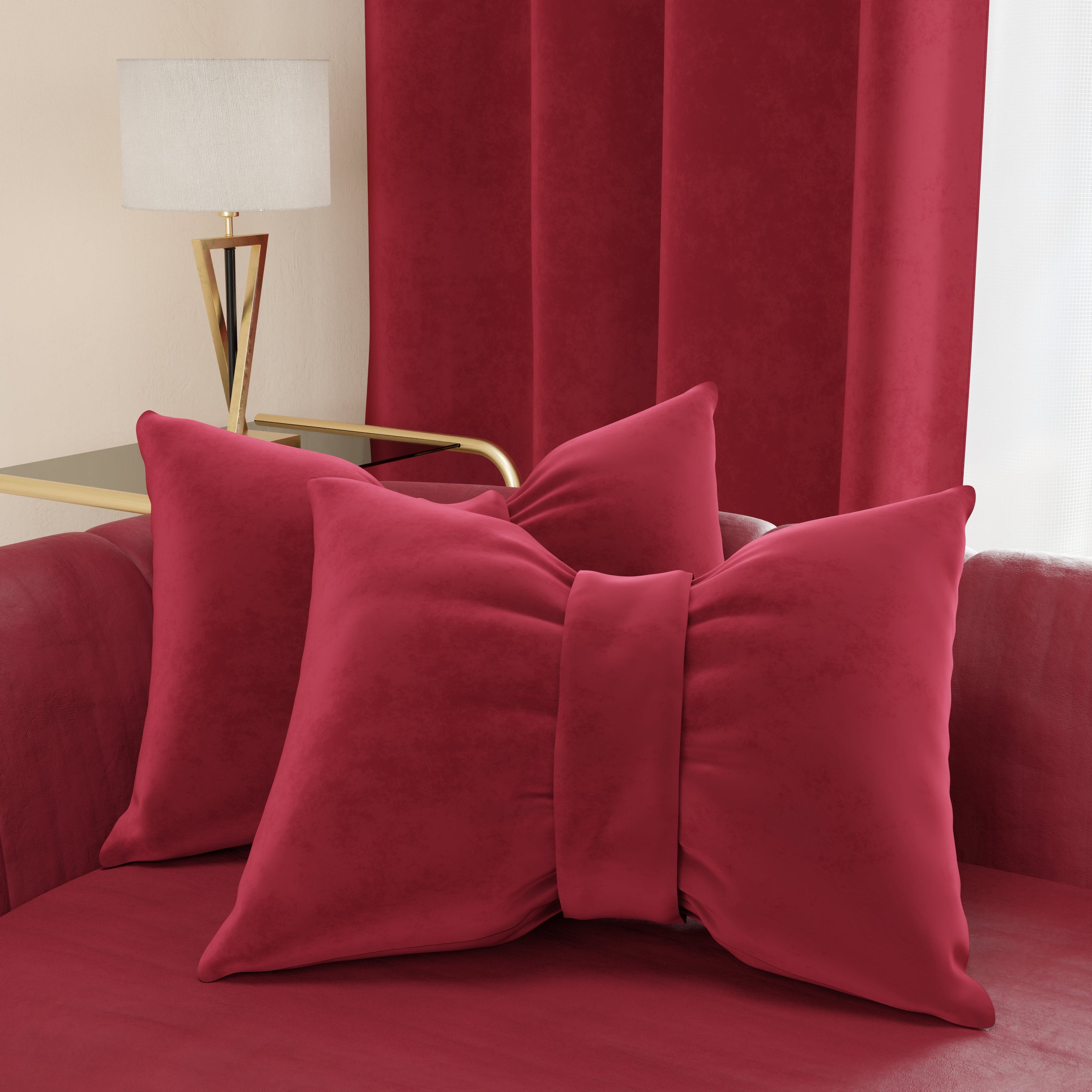 Cuscino Arredo Fiocco in Velluto 40x50 cm, Cuscino divano Bordeaux
