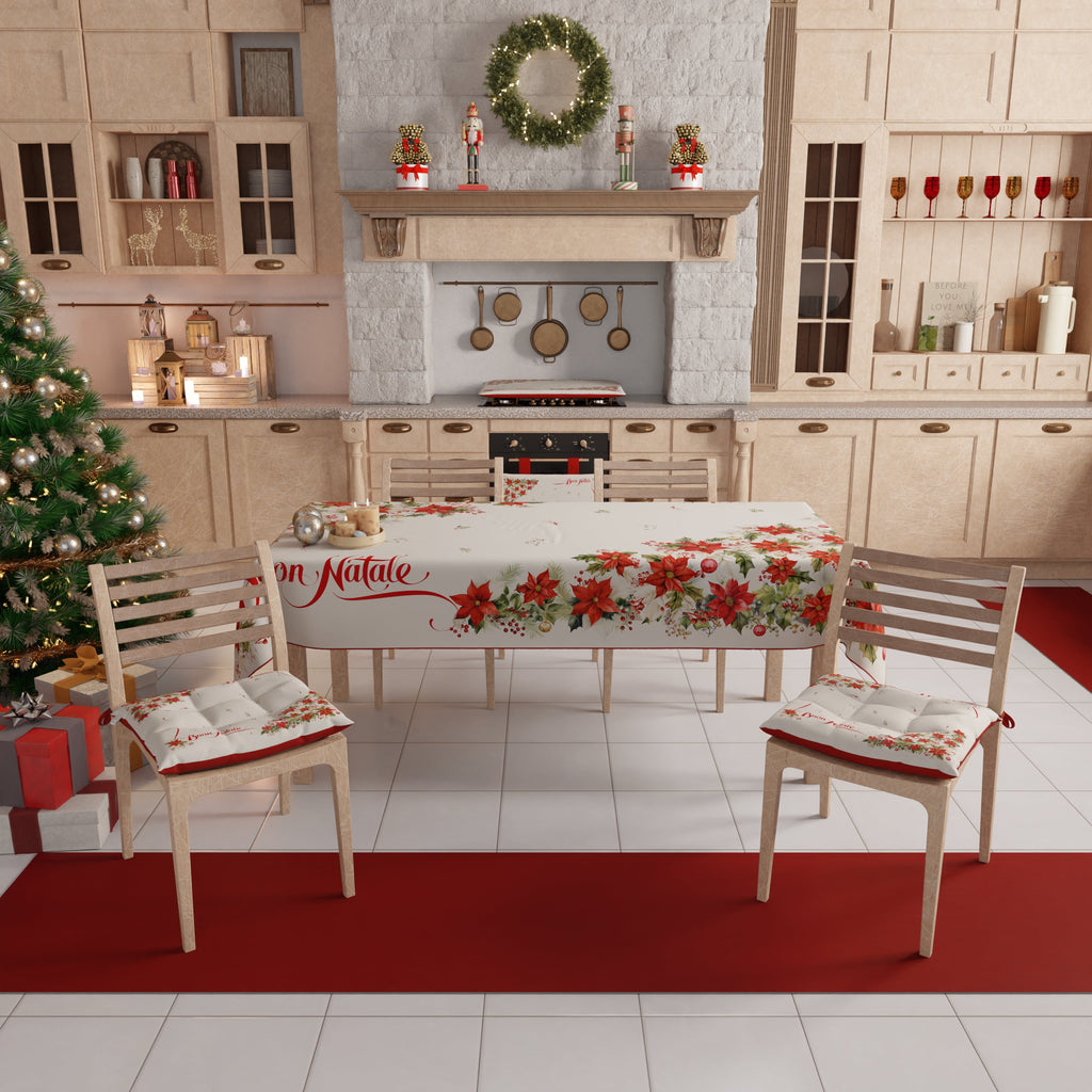 Tovaglia Natalizia, Tovaglia da tavola Antimacchia, Copritavolo da Cucina Buon Natale