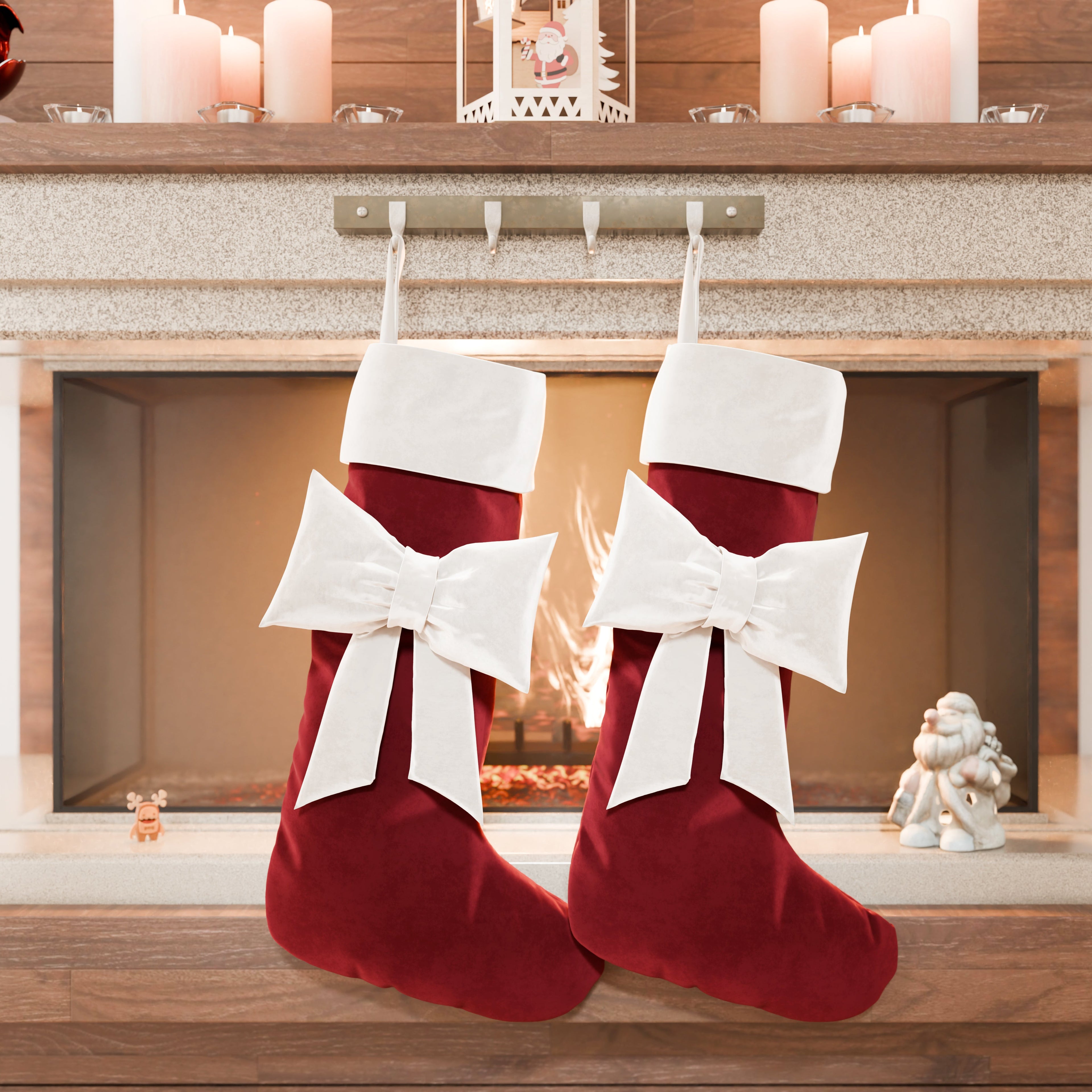 Calza Befana in Velluto con Fiocco, Calza Natalizia Bordeaux