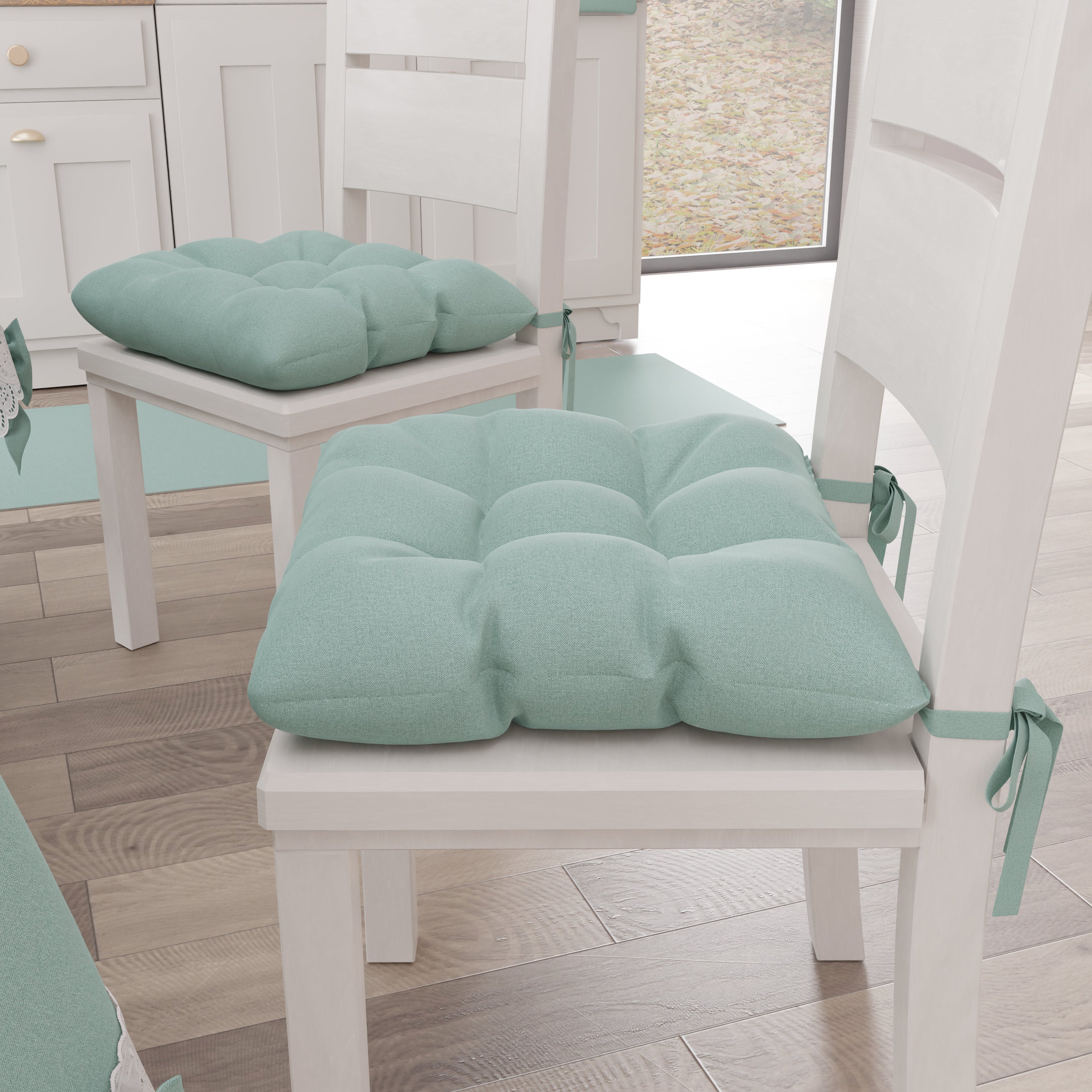 Cuscini per Sedie Coprisedia Shabby Chic Tinta Unita Verde Acqua