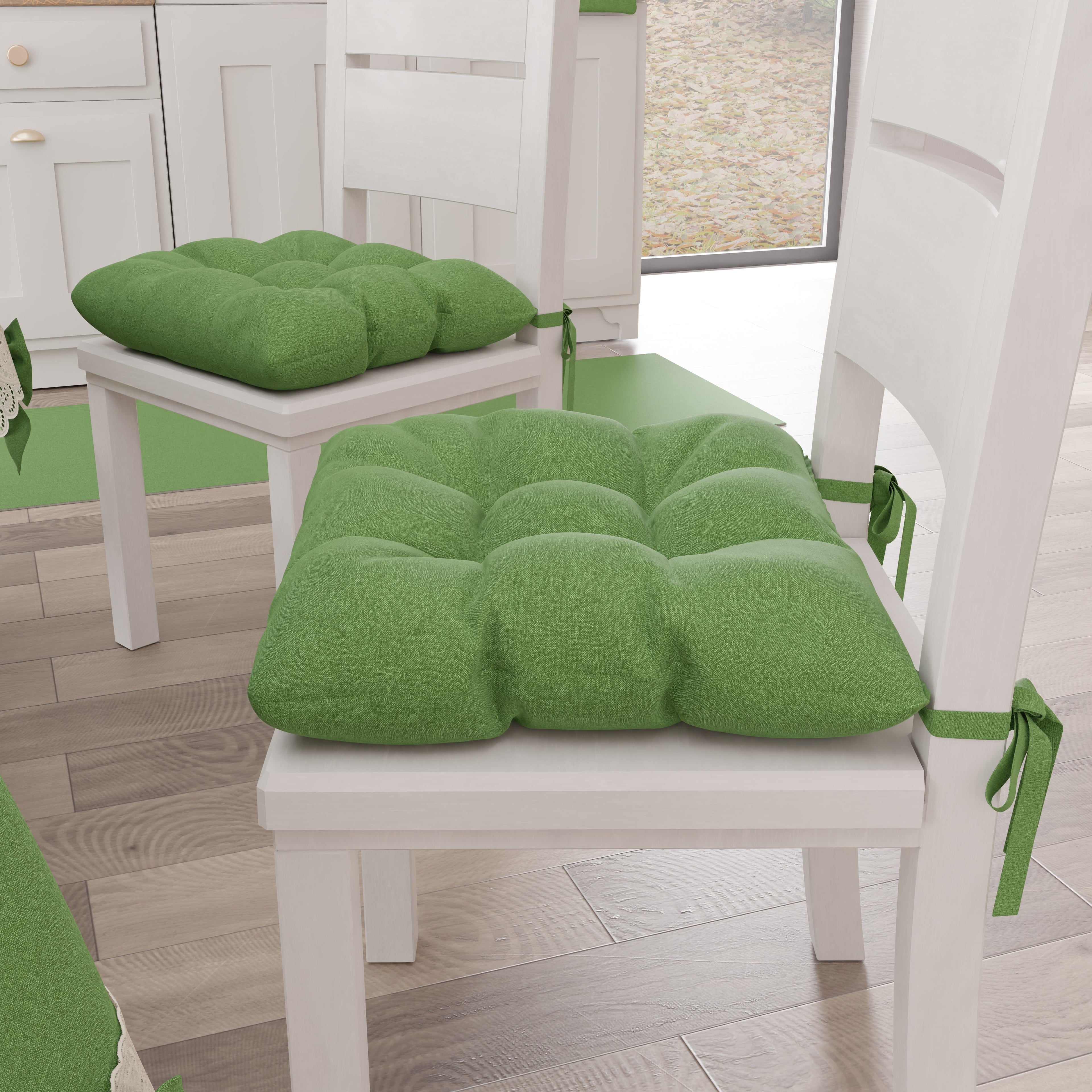 Cuscini per Sedie Coprisedia Shabby Chic Tinta Unita Verde