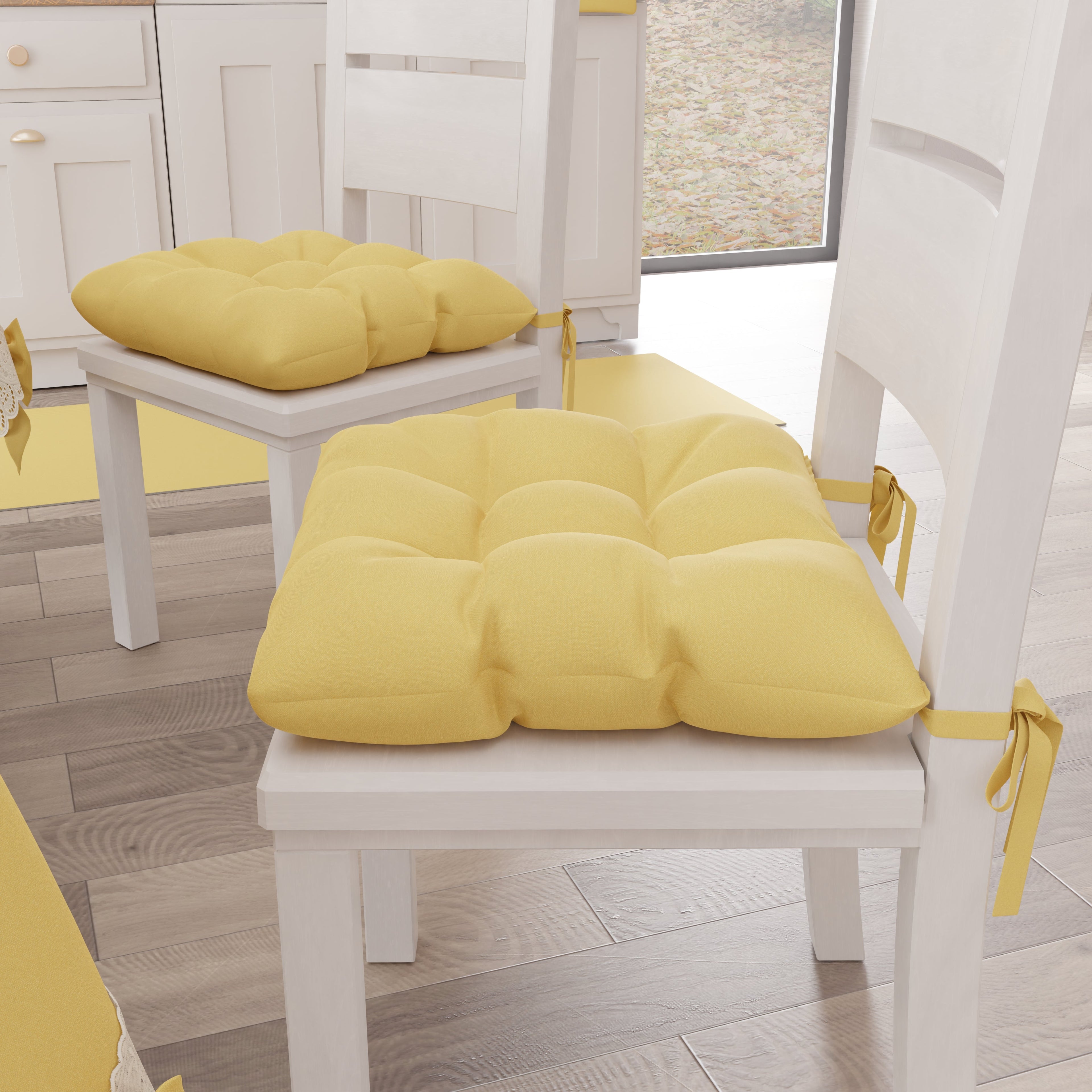 Cuscini per Sedie Coprisedia Shabby Chic Tinta Unita Giallo