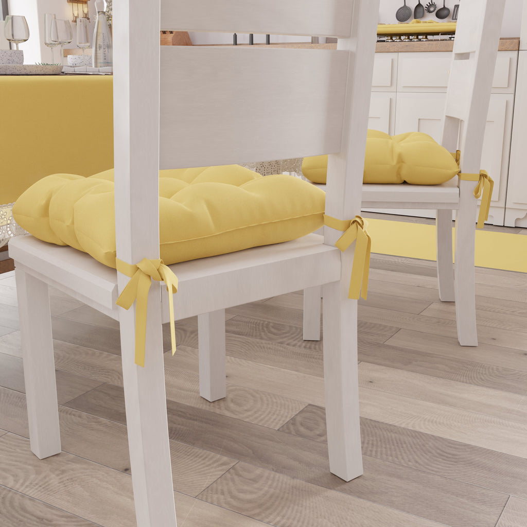 Cuscini per Sedie Coprisedia Shabby Chic Tinta Unita Giallo