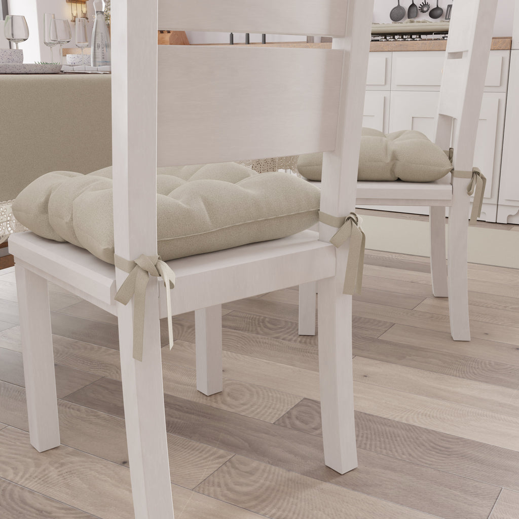 Cuscini per Sedie Coprisedia Shabby Chic Tinta Unita Beige