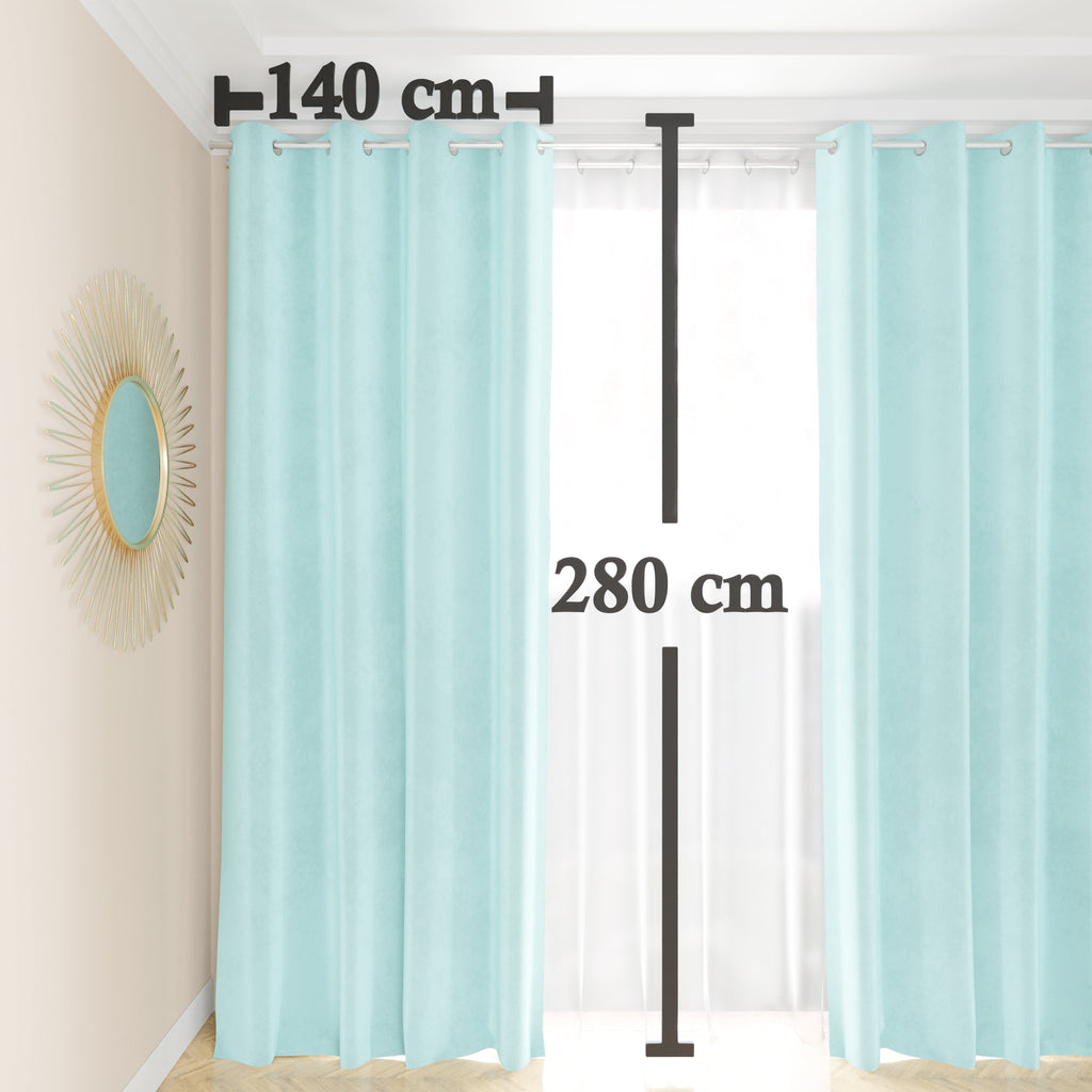 Tenda a Pannello in Velluto per Interni con Anelli, 140x280 cm, Celeste