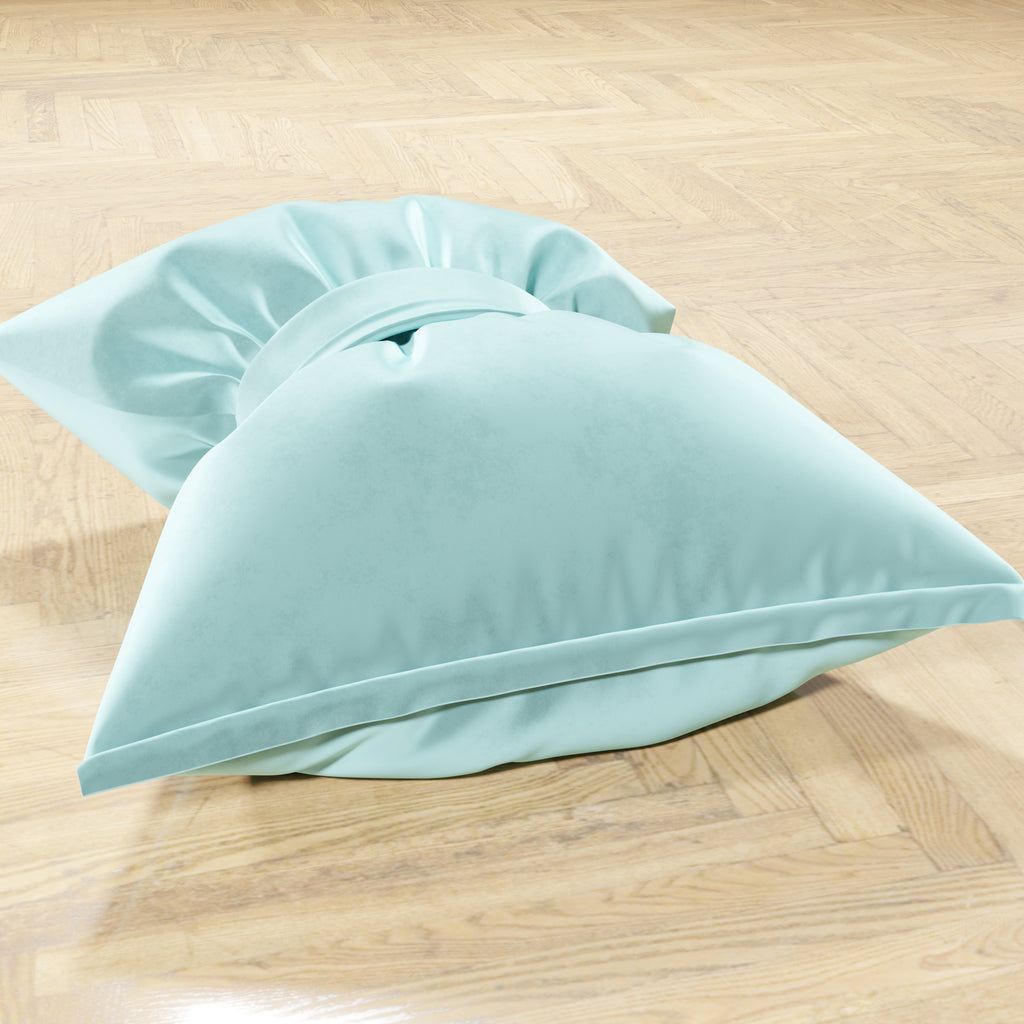 Cuscino Arredo Fiocco in Velluto 40x50 cm, Cuscino divano Celeste