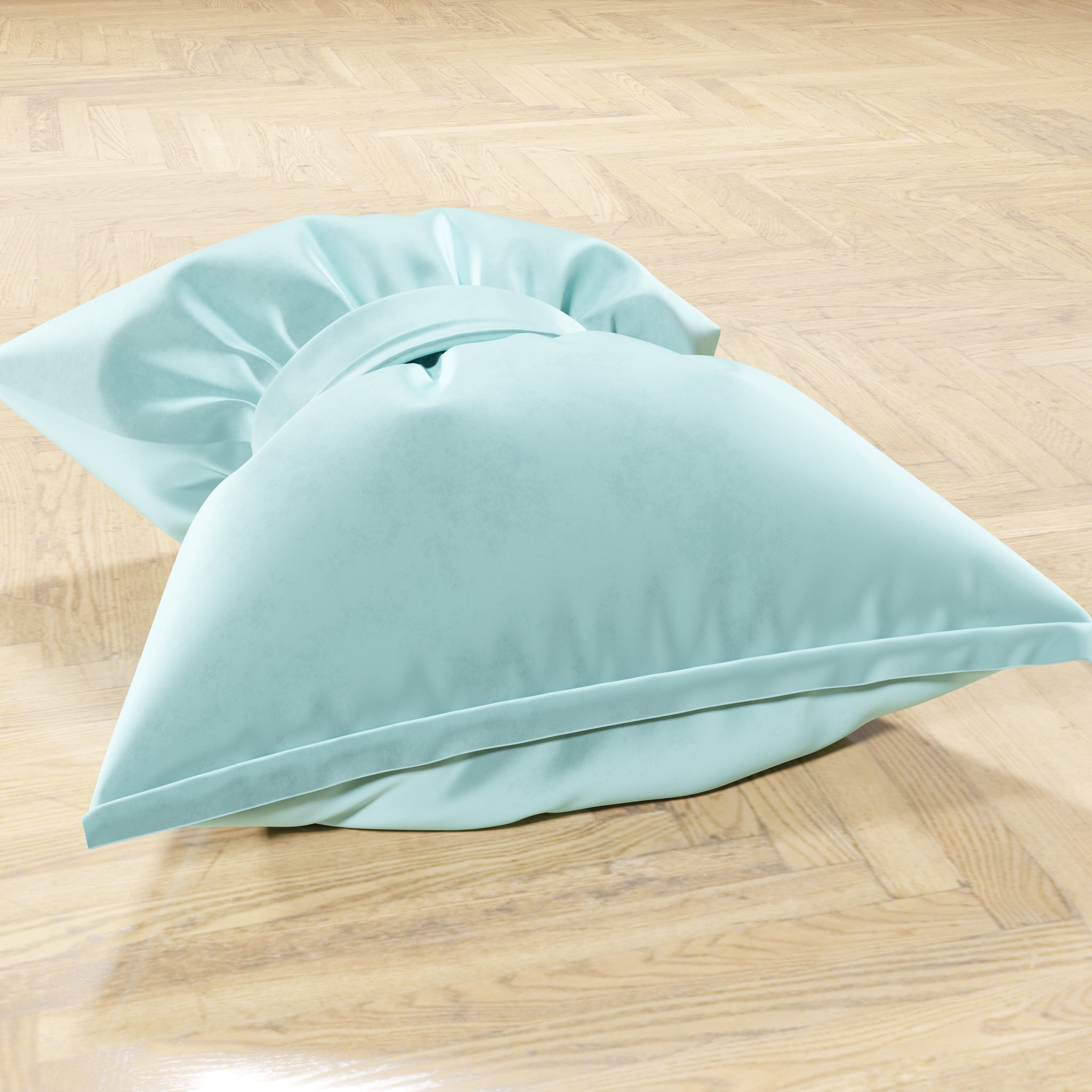 Cuscino Arredo Fiocco in Velluto 40x50 cm, Cuscino divano Celeste