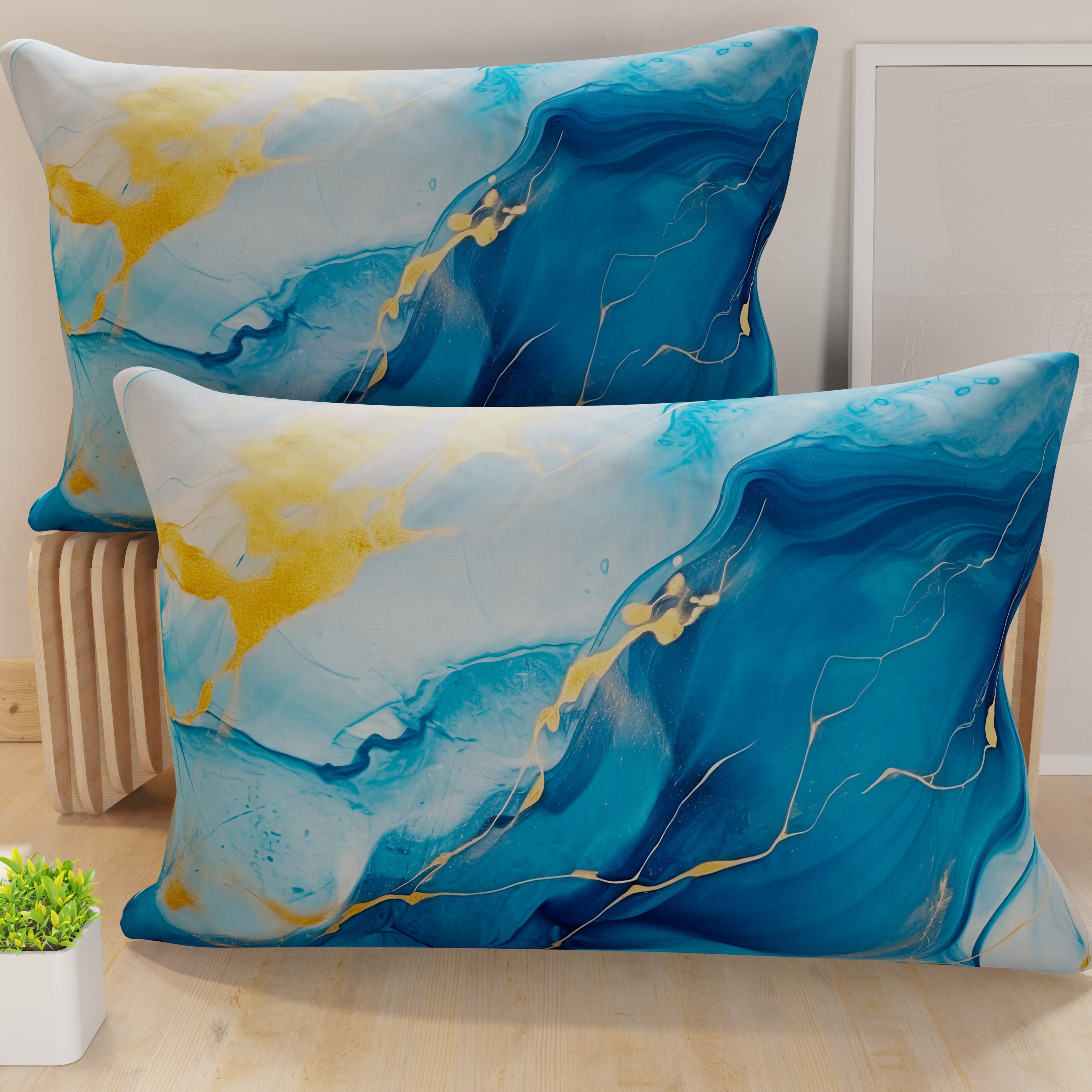 Federe Cuscini in Stampa Digitale, Marble 11 Azzurro