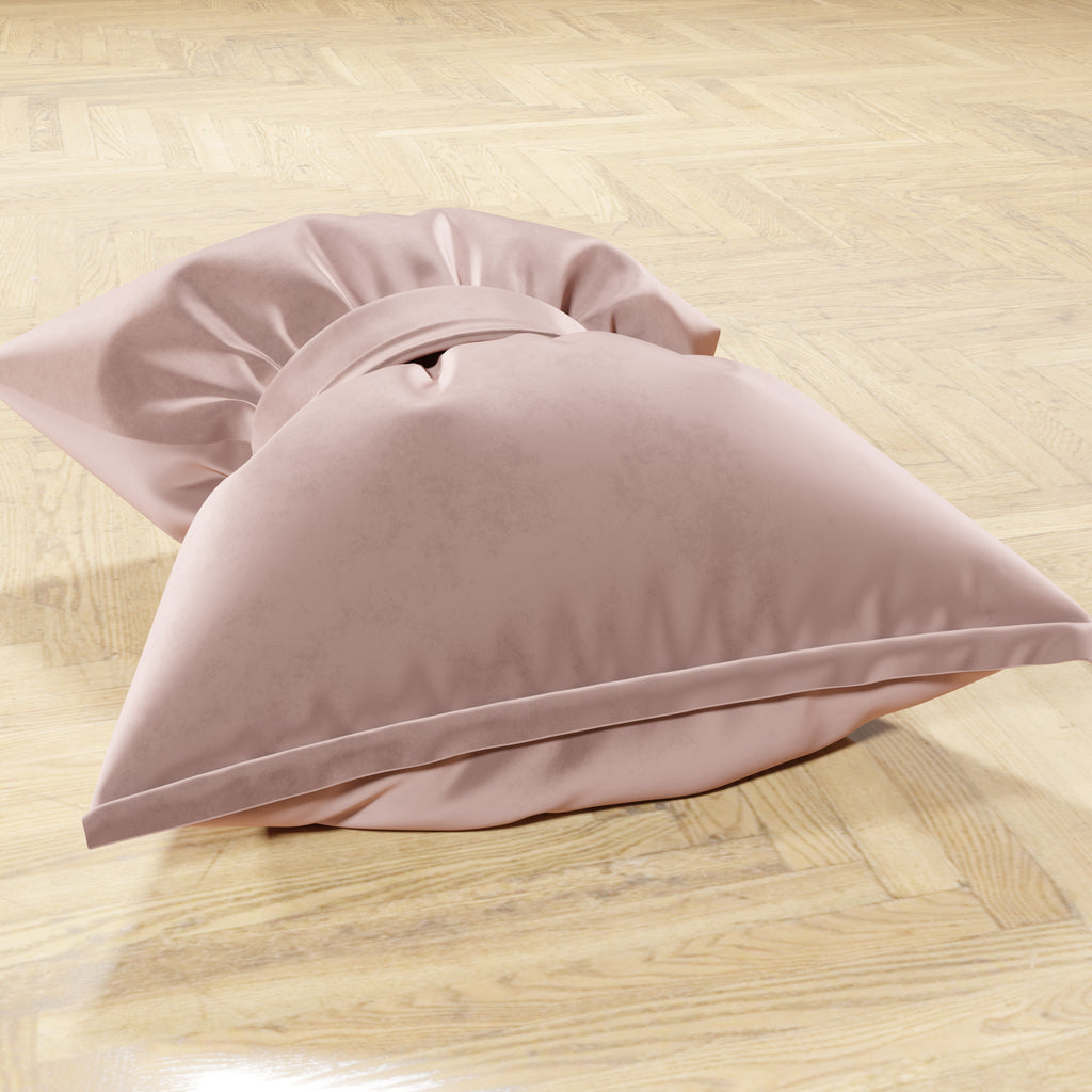 Cuscino Arredo Fiocco in Velluto 40x50 cm, Cuscino divano Cipria